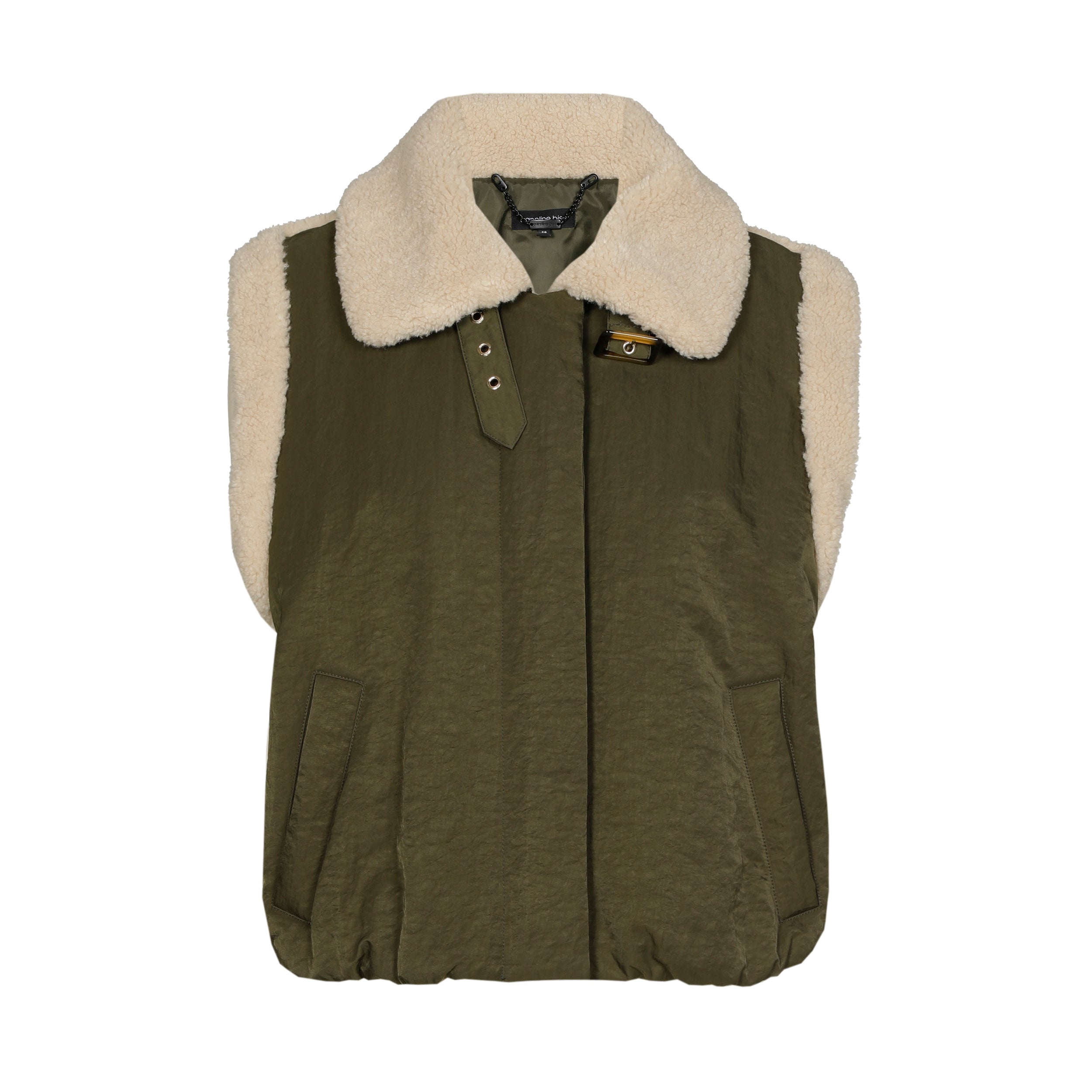 CAROLINE BISS GREEN SHEARLING LINED GILET 4448 225