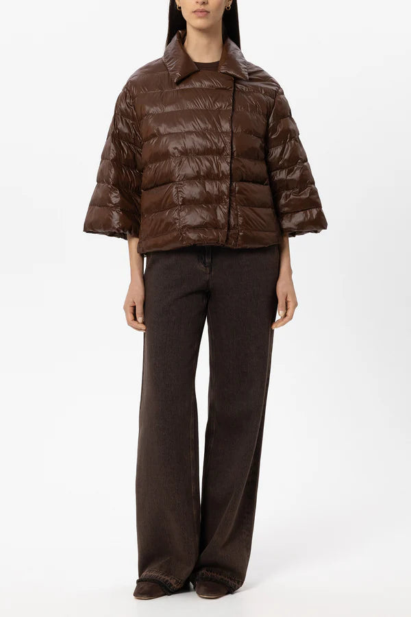 LUISA CERANO BROWN QUILTED SHORT JACKET 448543 226