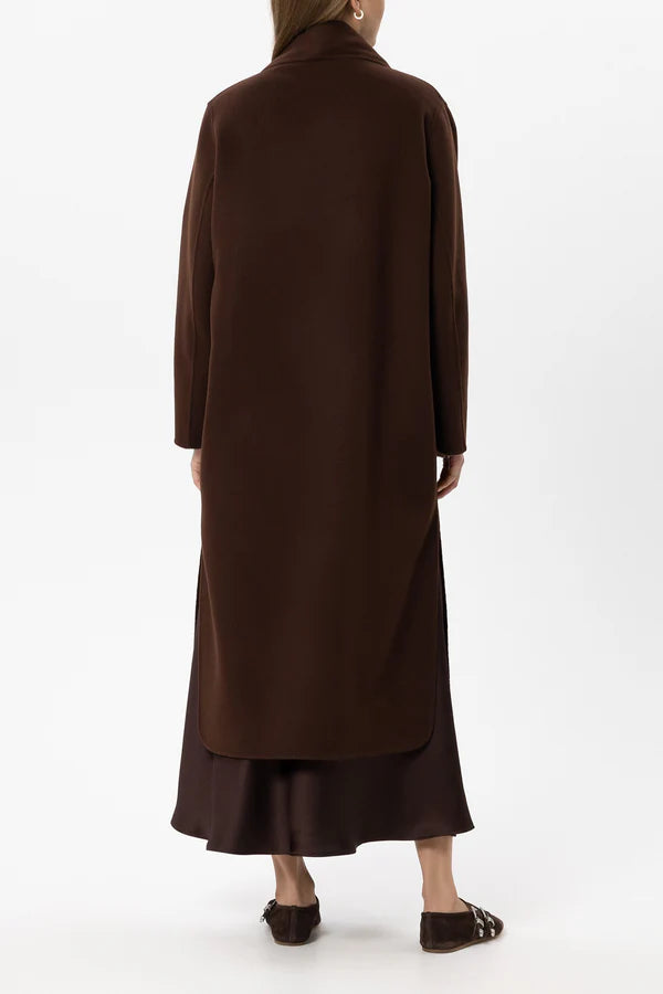LUISA CERANO BROWN LONG BELTED COAT 448914 226