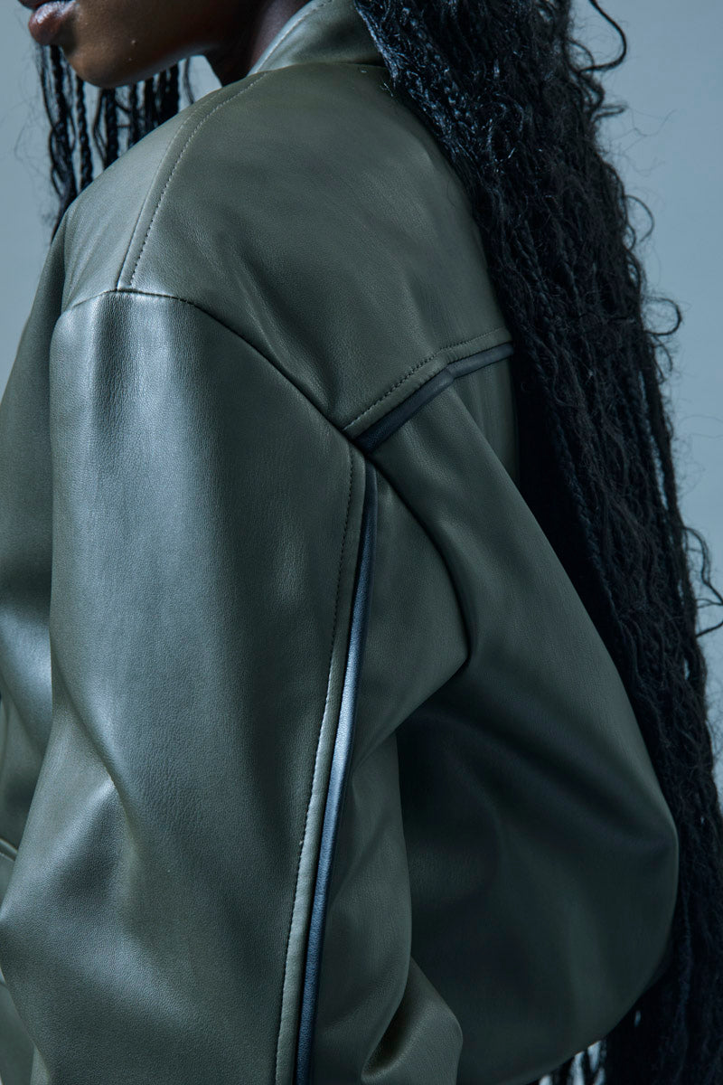 ICONA KHAKI LEATHER BOMBER RI5LE001 225