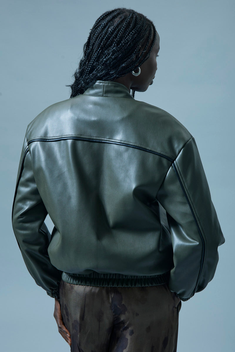 ICONA KHAKI LEATHER BOMBER RI5LE001 225