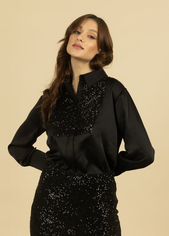 MACBEES FEE G SEQUIN BLOUSE 502B61 224