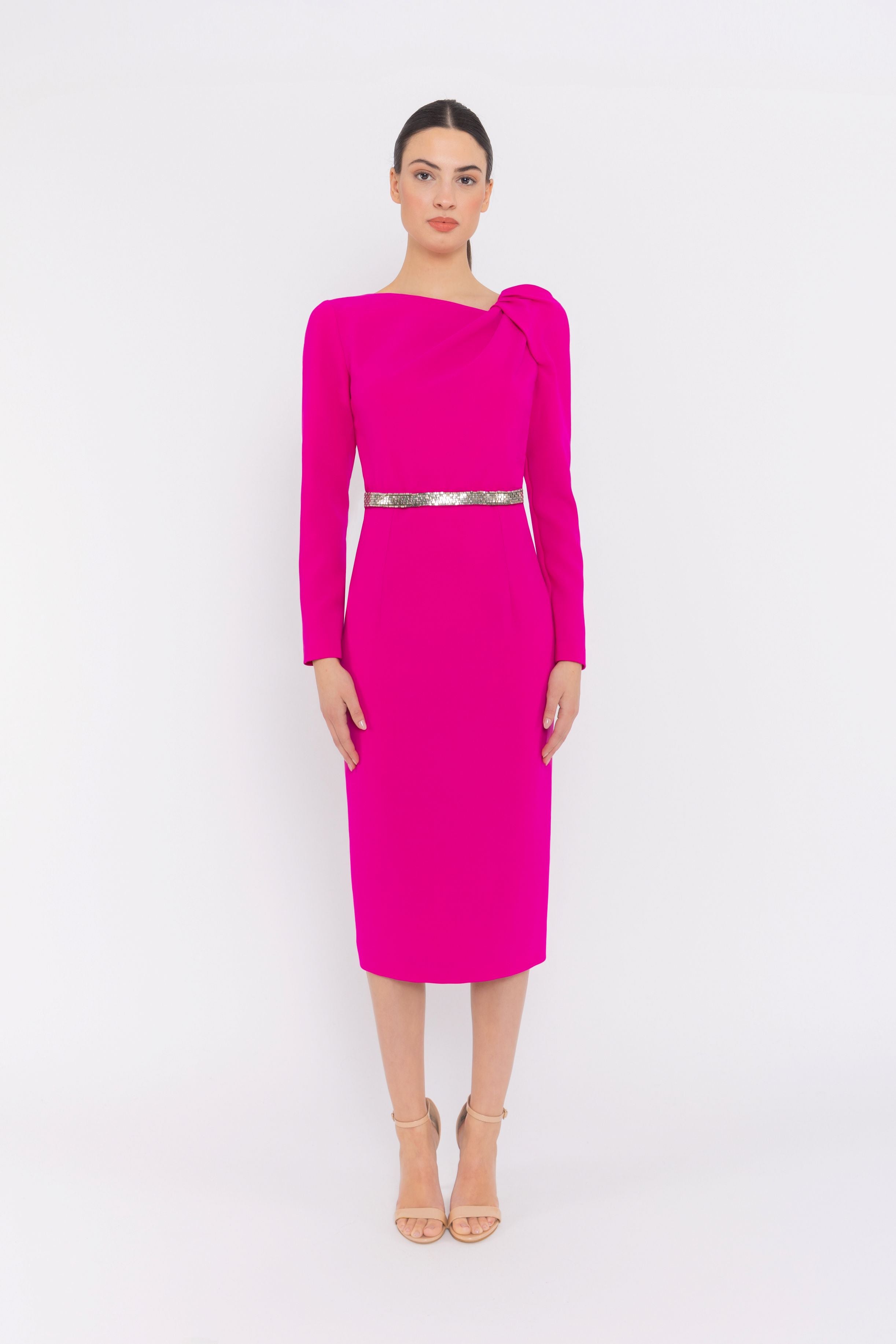 CARLA RUIZ PINK DRESS WITH SILVER BELT 52002 225