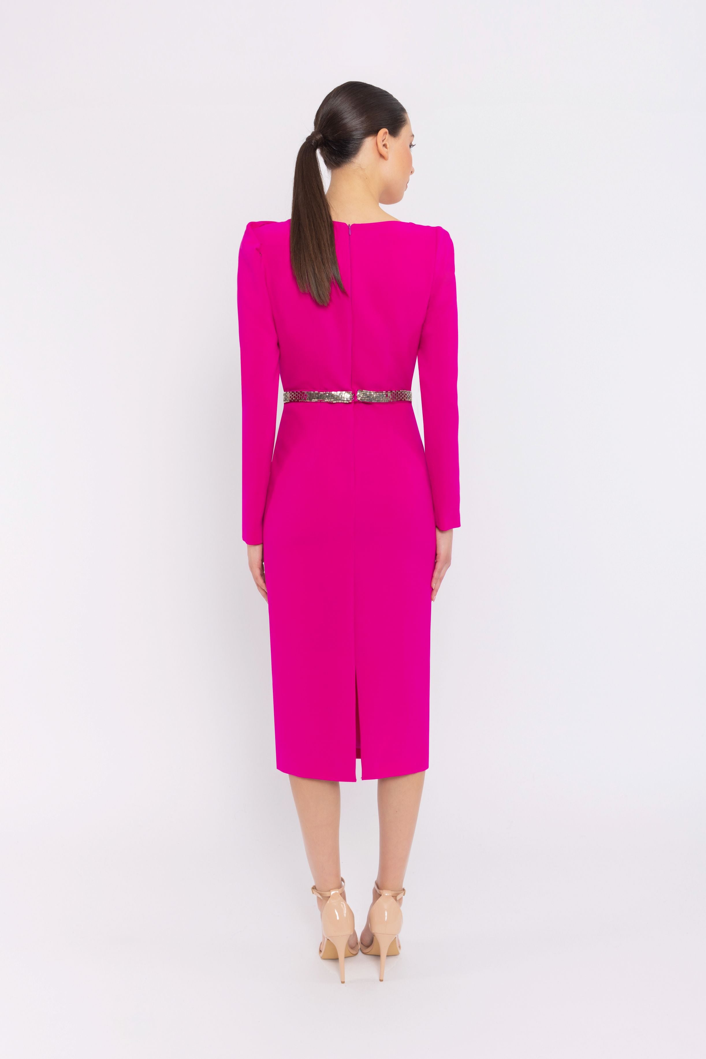 CARLA RUIZ PINK DRESS WITH SILVER BELT 52002 225