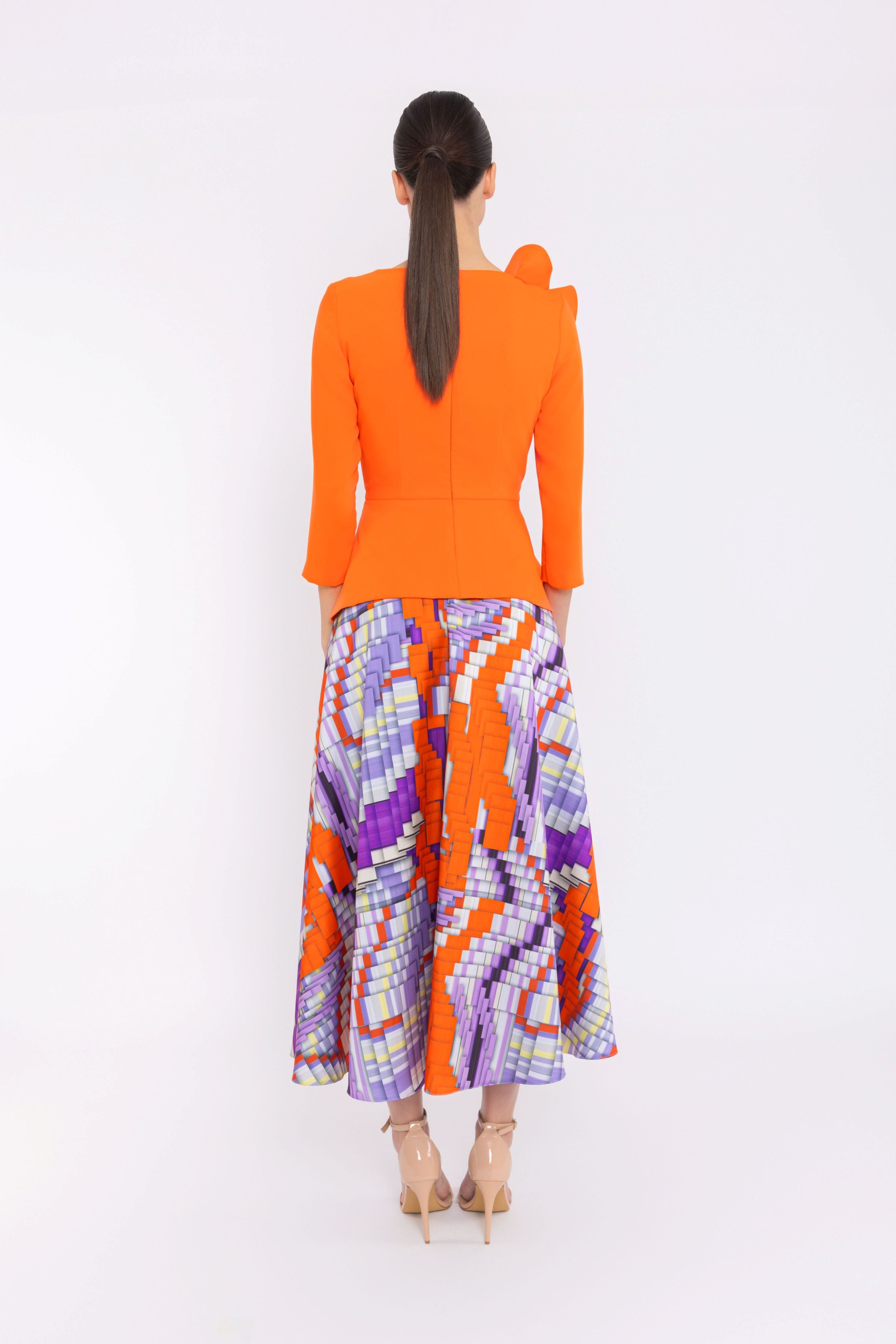CARLA RUIZ ORANGE TOP WITH FULL SKIRT 2 PIECE 52094 225