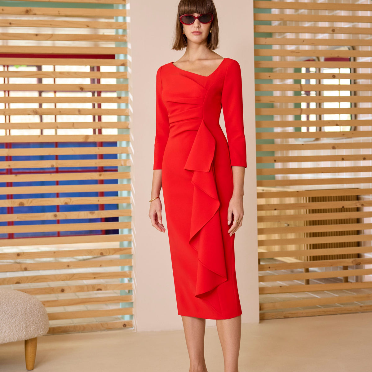 CARLA RUIZ CORAL ASYMETRIC NECK DRESS 52549 126