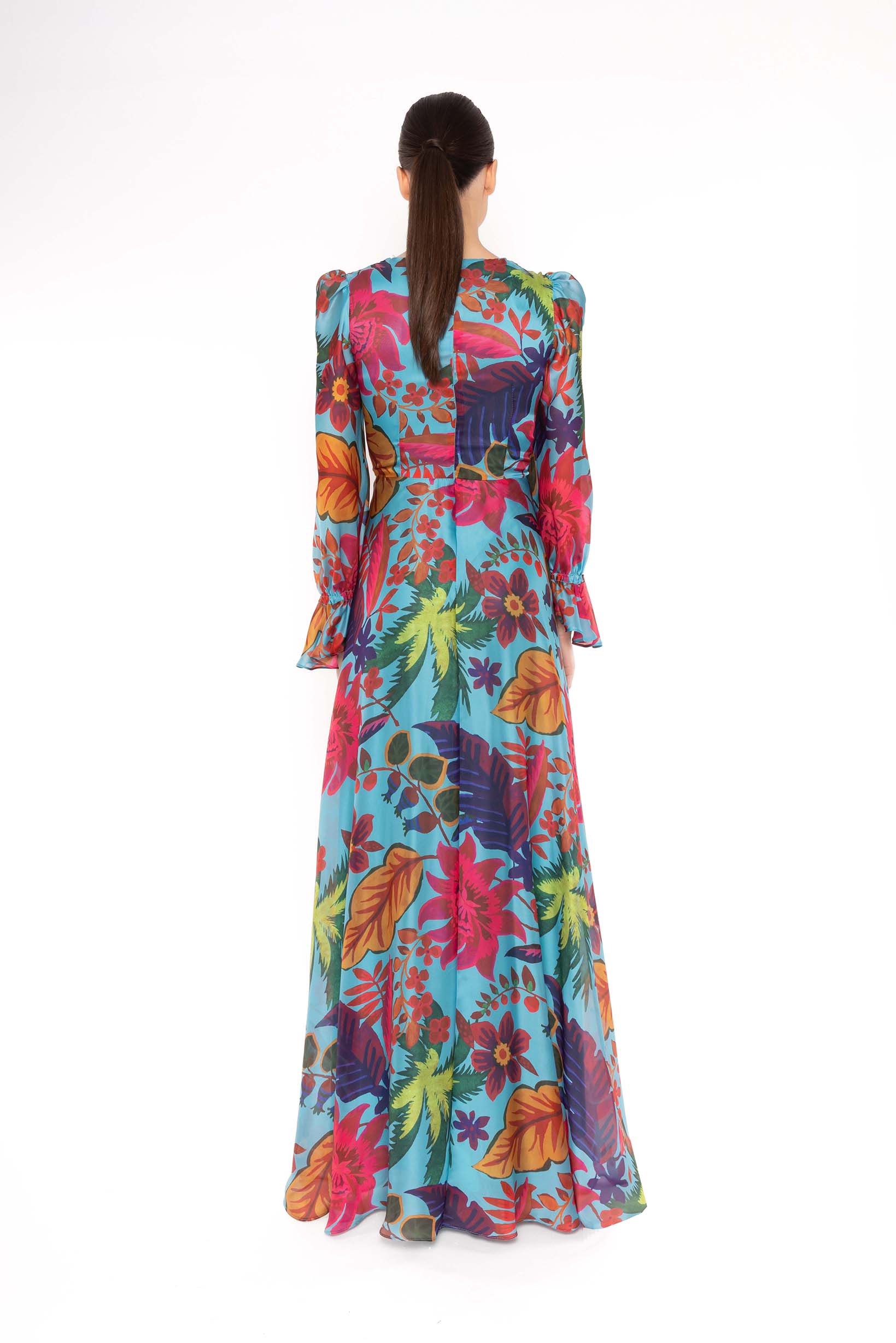 CARLA RUIZ AQUA FLORAL MAXI DRESS 52648 126