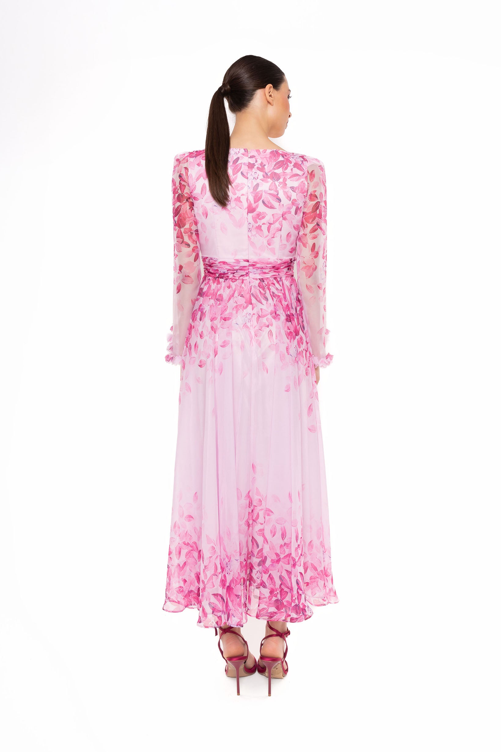 CARLA RUIZ PINK FLORAL CHIFFON DRESS 52707 126