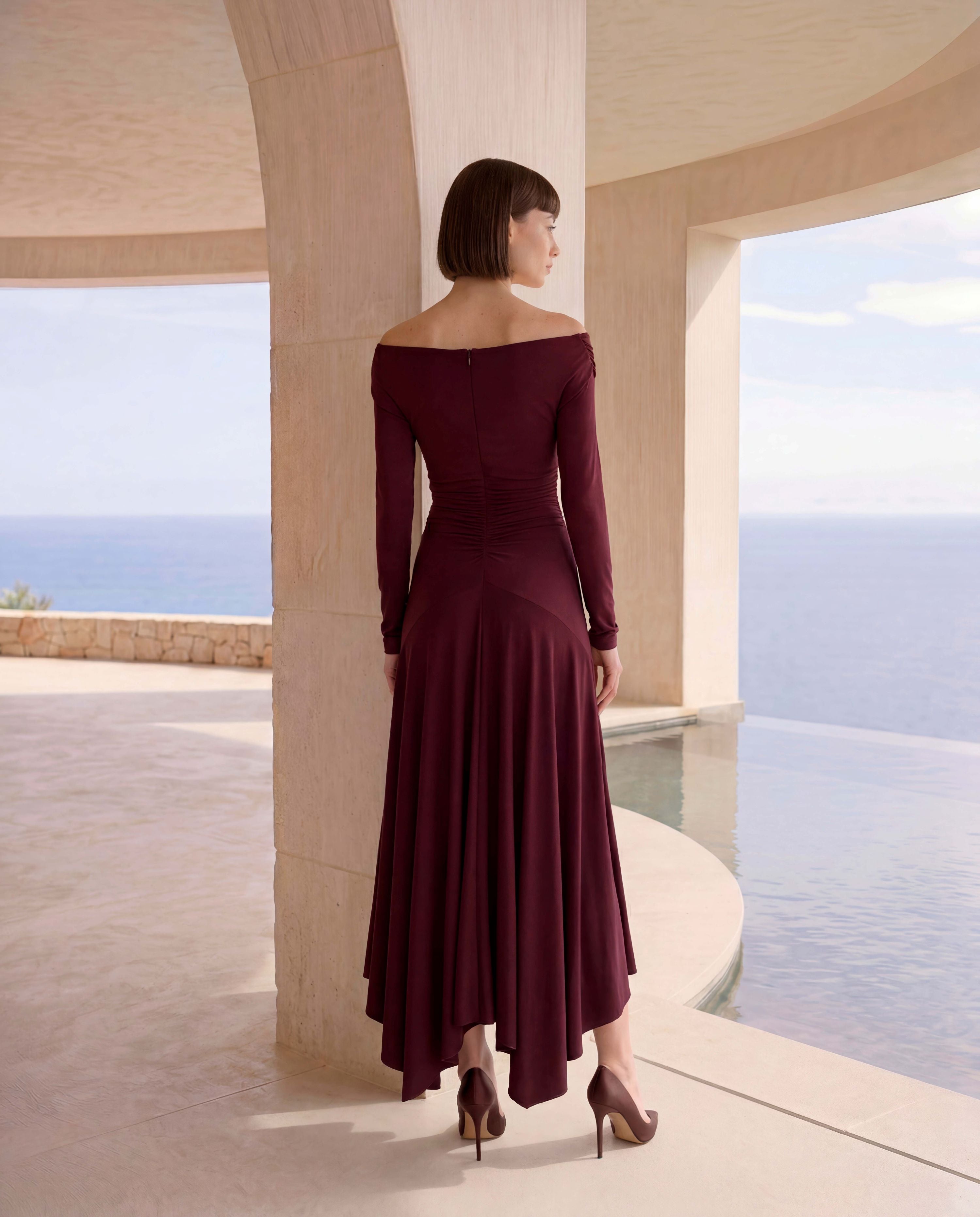 CARLA RUIZ PURPLE BARDOT JERSEY DRESS 53004 226