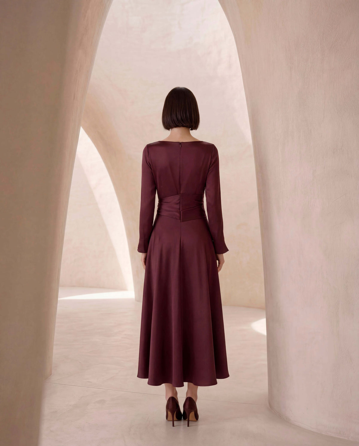 CARLA RUIZ BROWN SATIN DRESS 53030 226