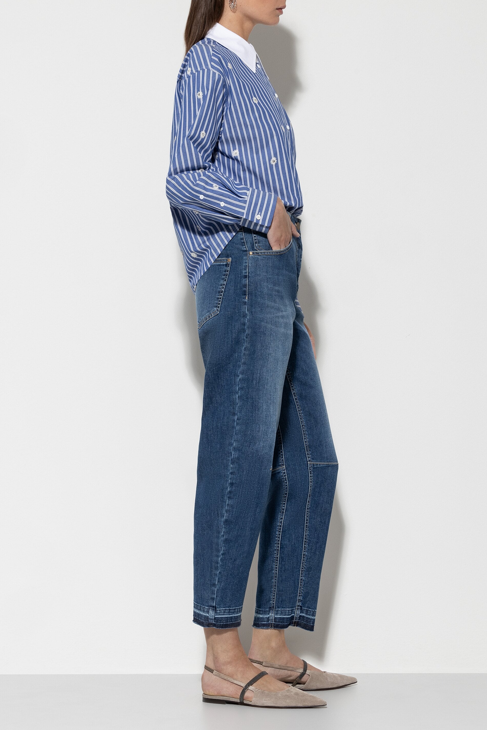 LUISA CERANO BLUE WIDE LEG DENIM JEANS 608706-3324 224