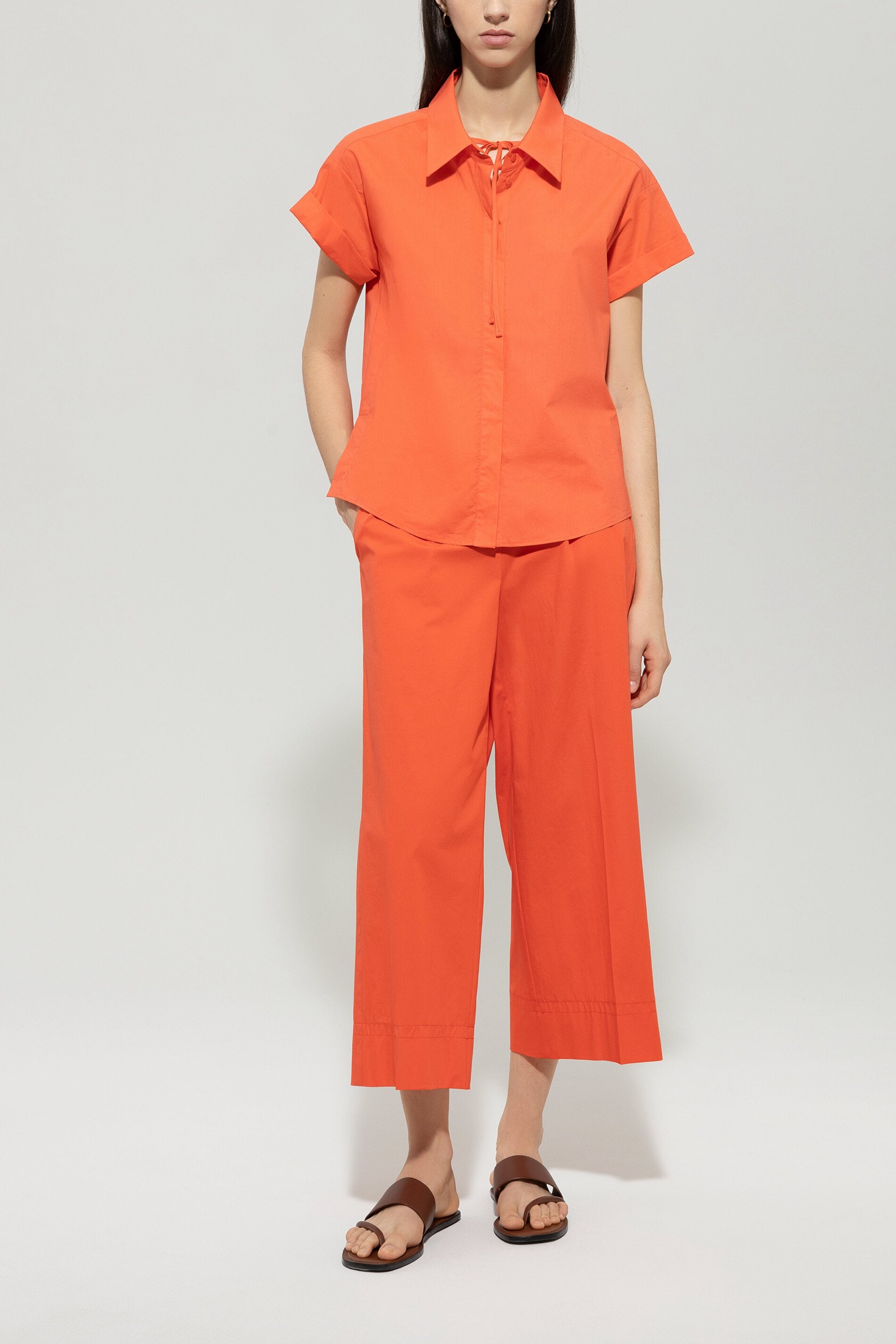 LUISA CERANO CORAL CROPPED COTTON TROUSERS 618766 125