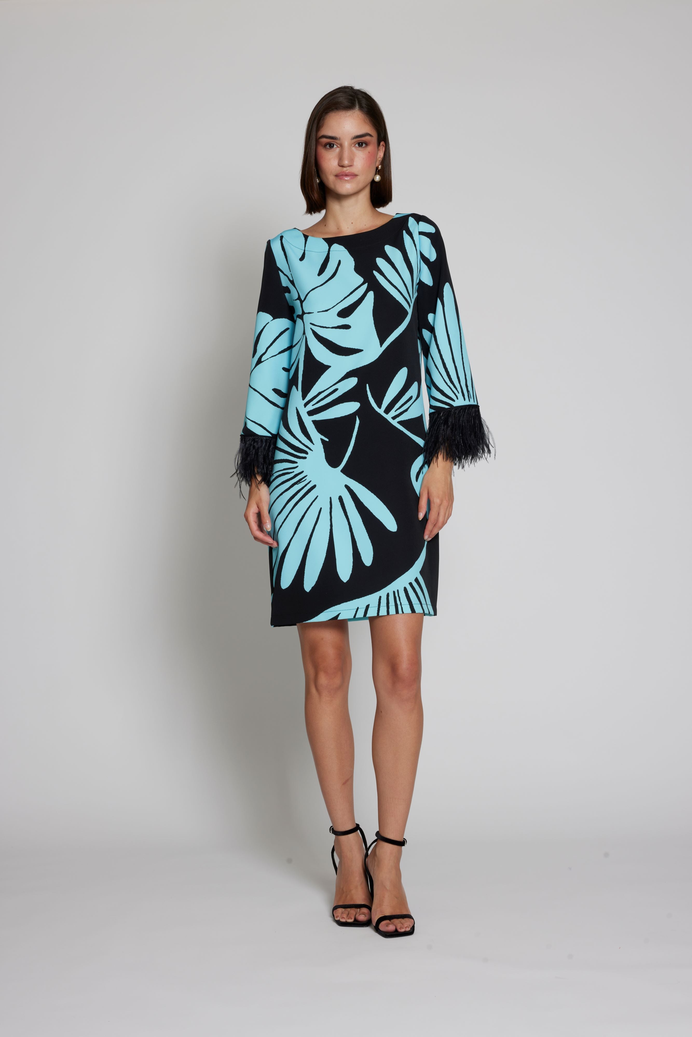 MOSKADA FEATHER TRIM DRESS 6223 125