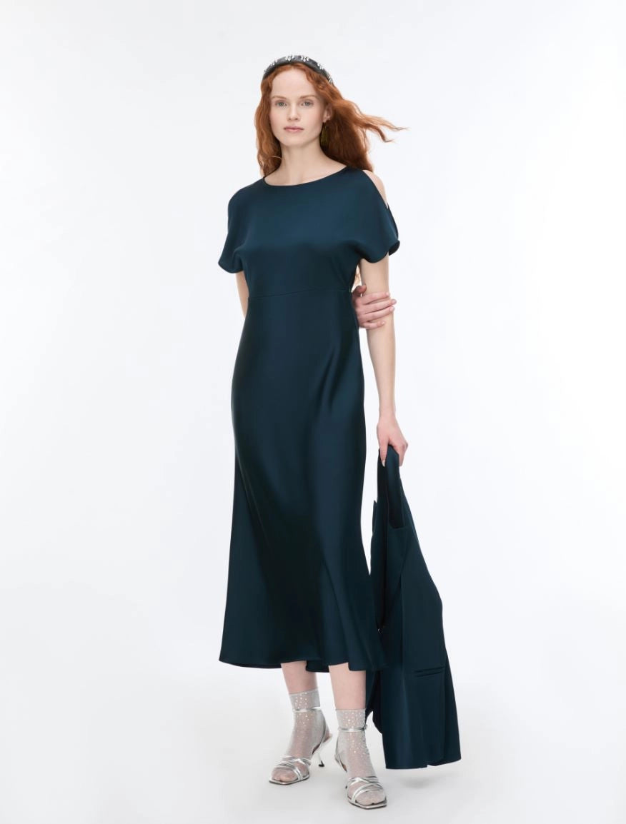 IBLUES TEAL LONG SATIN DRESS IBLFIESTA 226