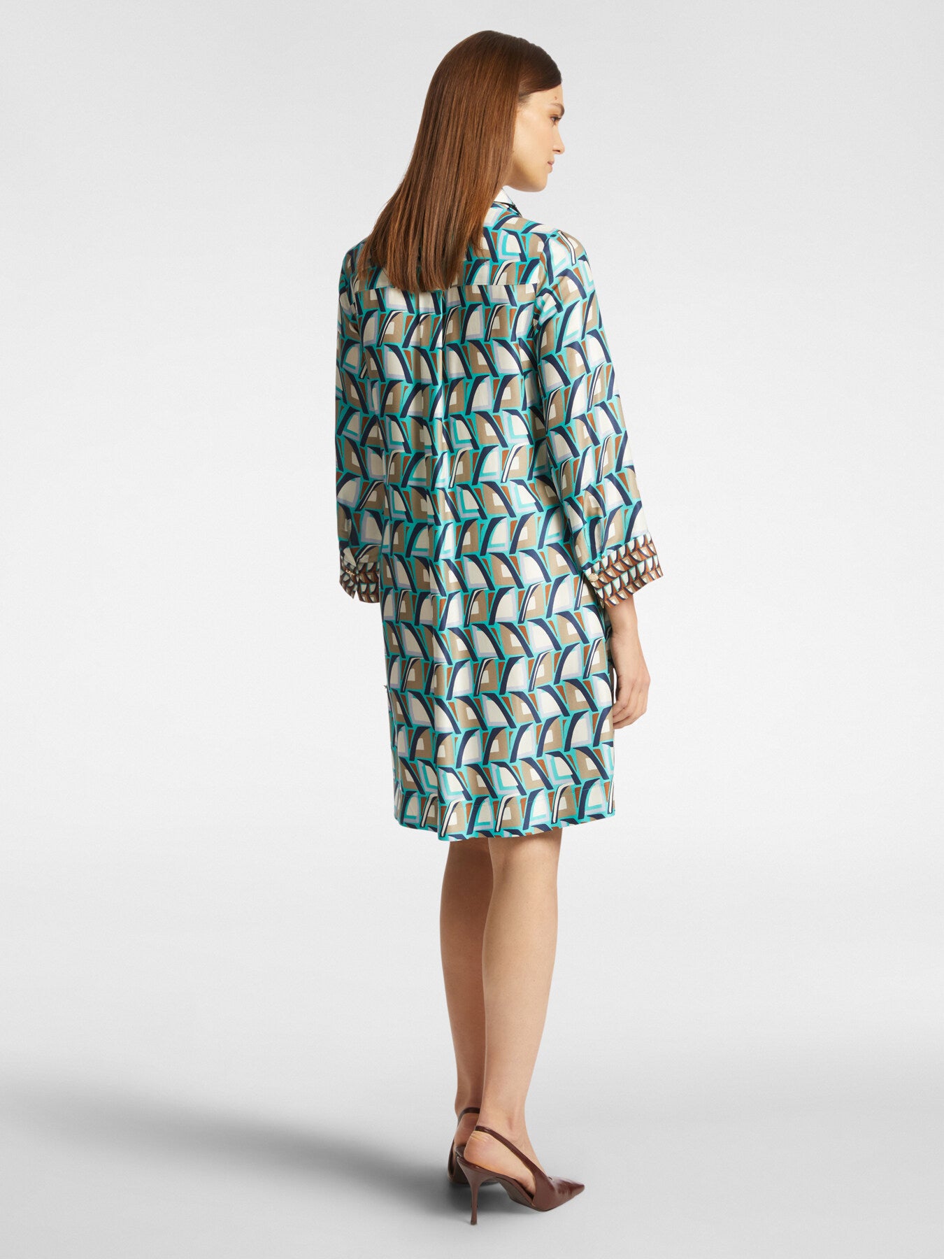 ELENA MIRO AQUA PRINT SHORT DRESS 7338P0 125