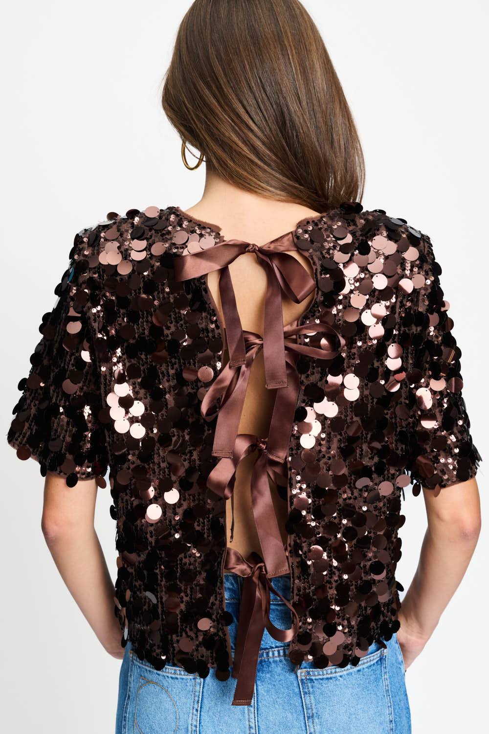 POM BROWN SEQUIN TOP 9781 226