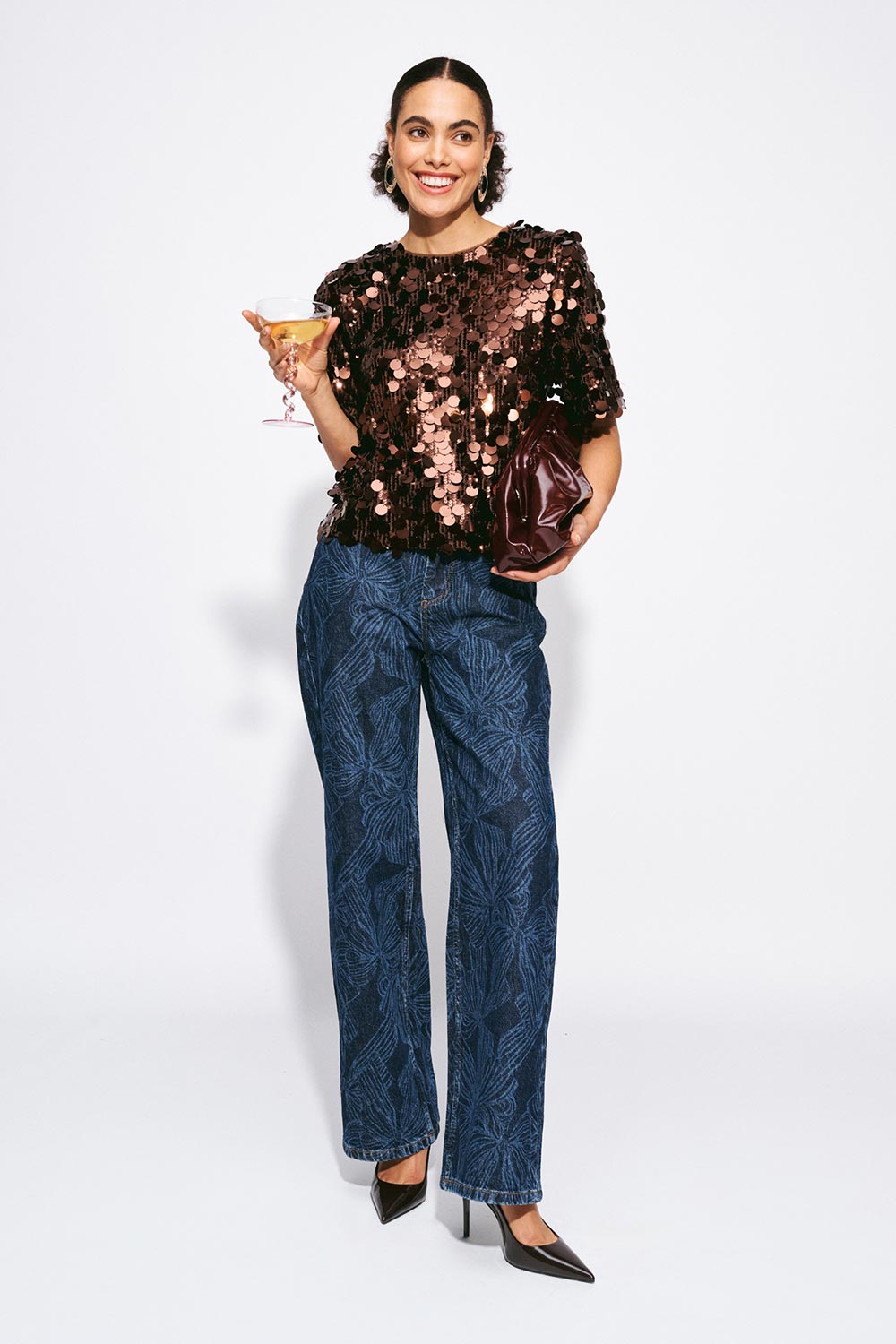 POM BROWN SEQUIN TOP 9781 226