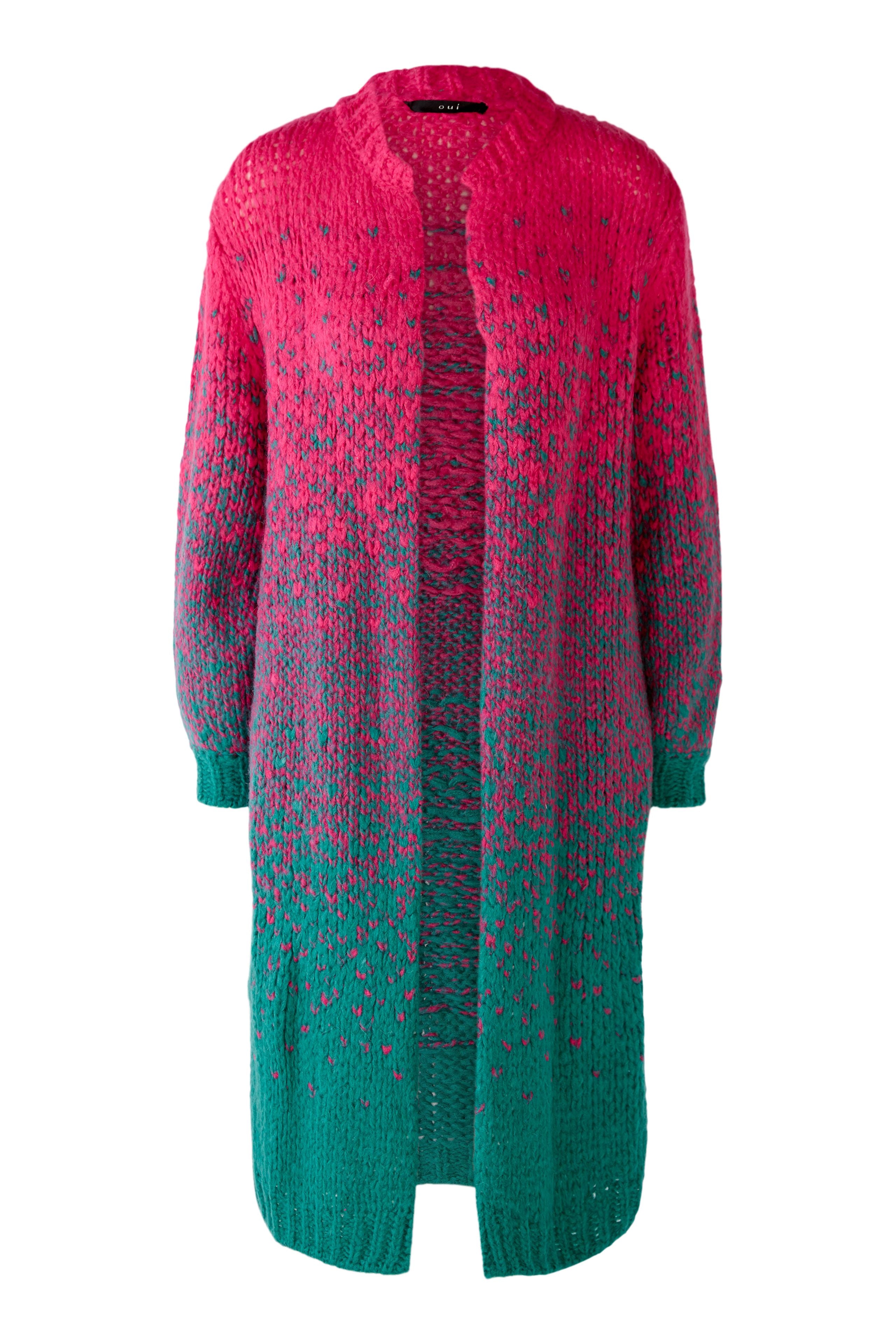 OUI PINK AND GREEN LONG CARDIGAN 79449 223