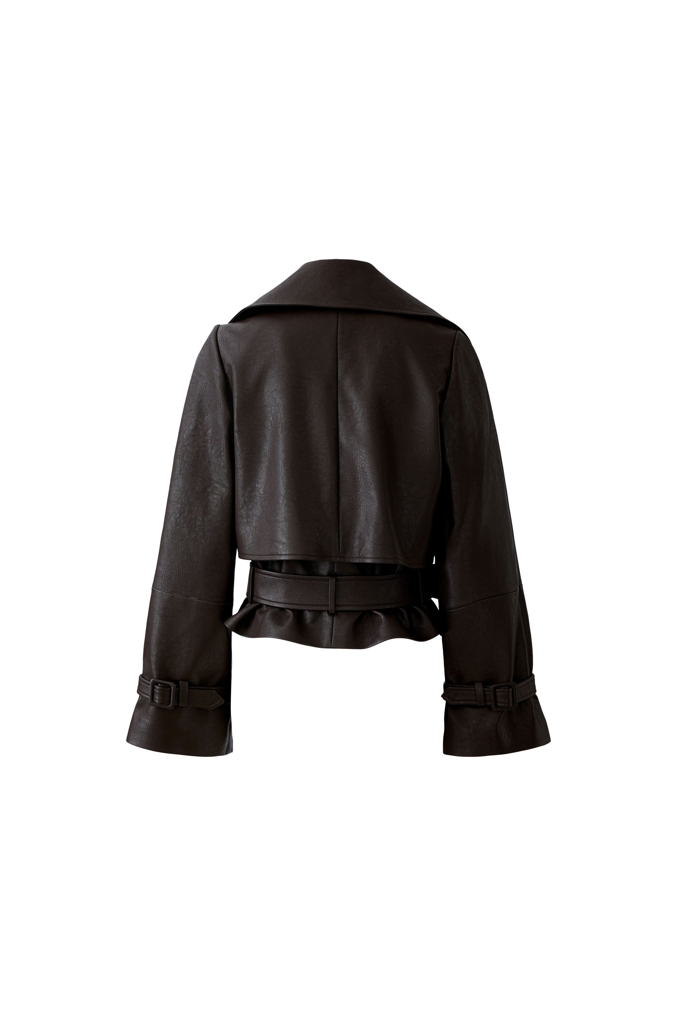 OUI BROWN FAIX LEATHER JACKET 85791 225