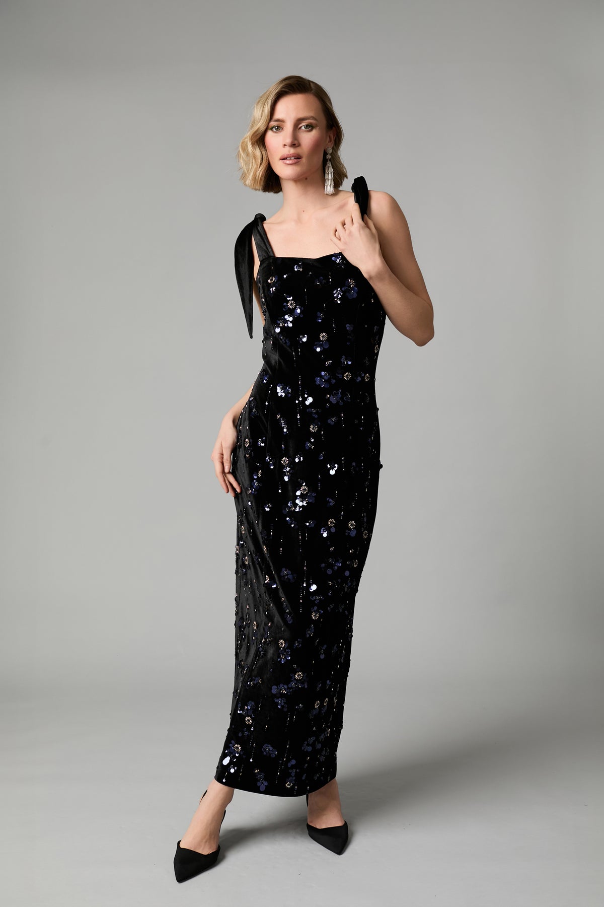 FEE G BLACK VICTORIA LONG BEADED DRESS 861G/161 226