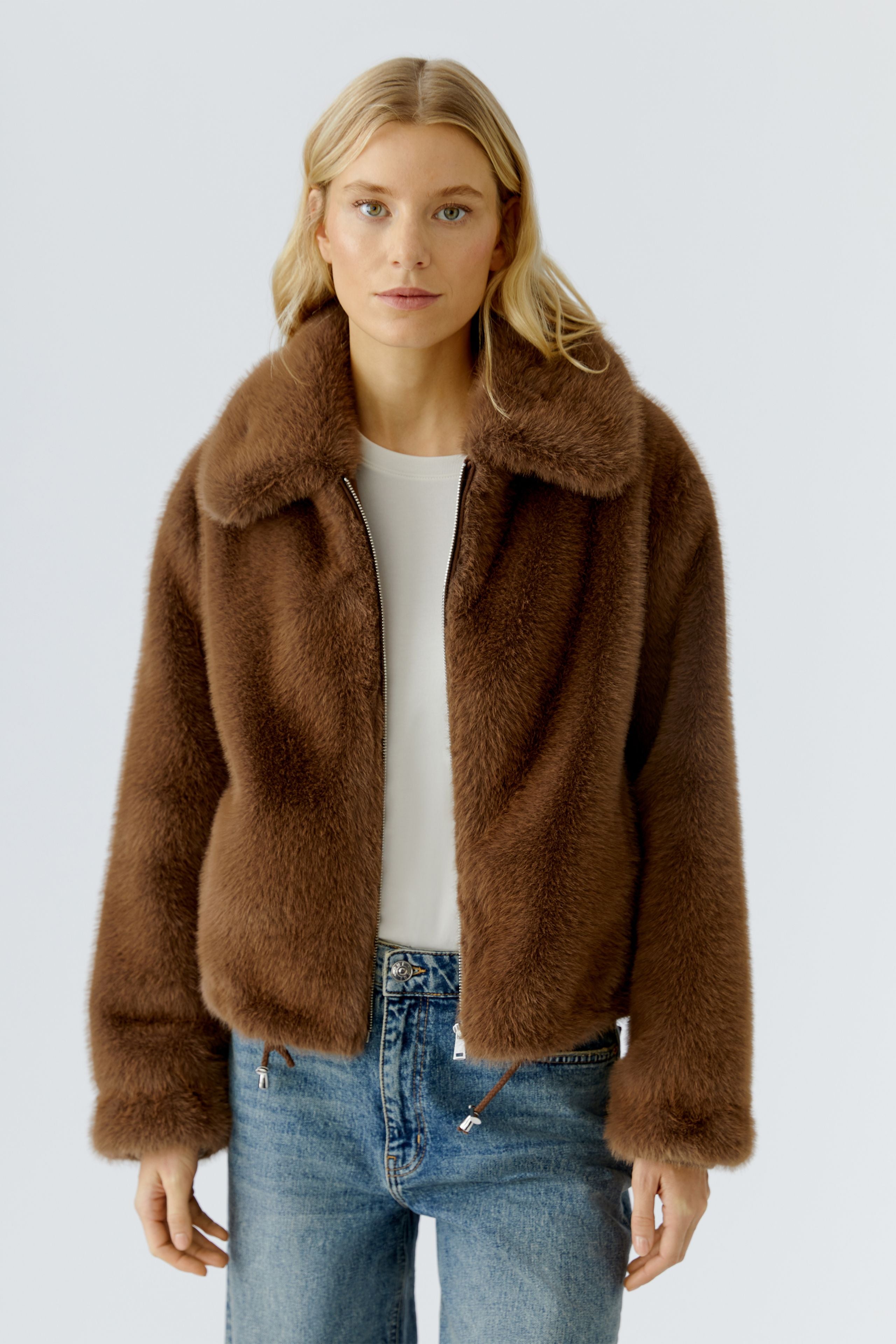 OUI BROWN FUR JACKET 87185 225