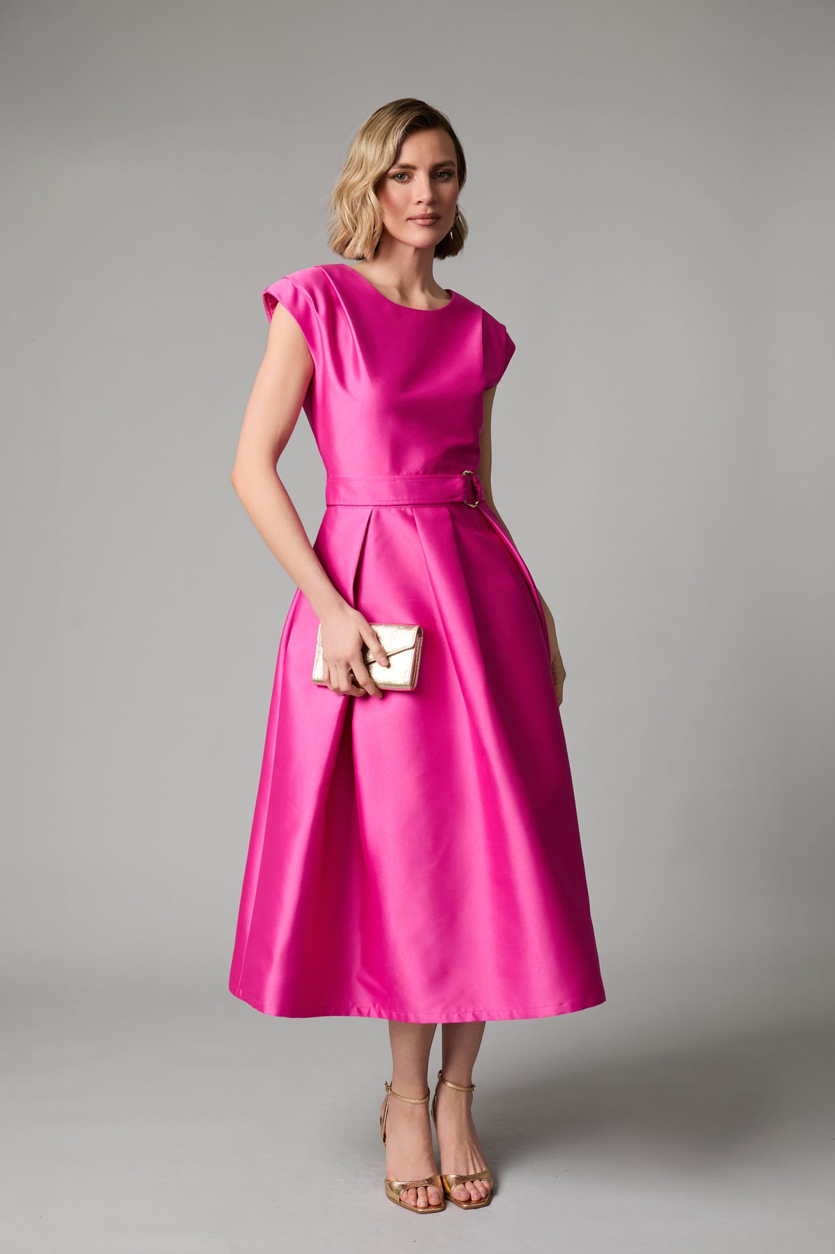 FEE G PINK GRACE PLEATED SHOULDER DRESS 887B/142 226