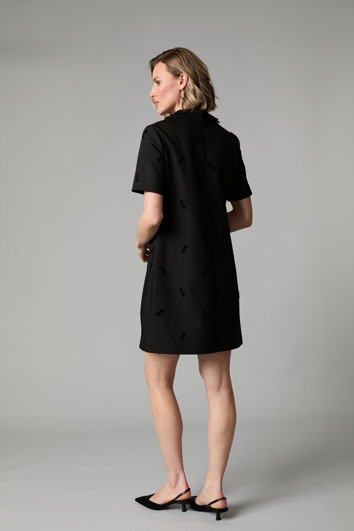 FEE G BLACK DRAGONFLY BEADED COLLAR DRESS 884B/146 226