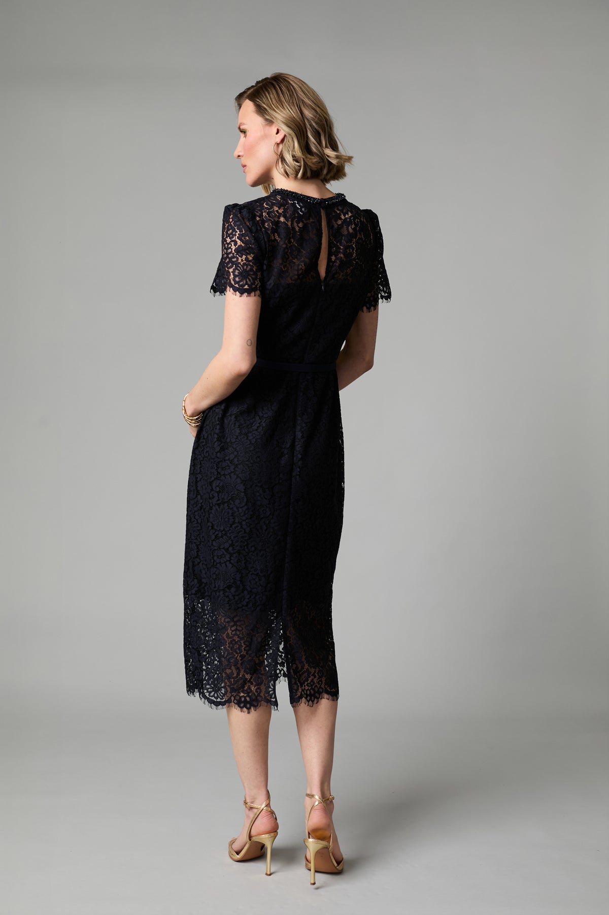 FEE G NAVY ANNABELLE LACE DRESS NECK TRIM 885B/147 226