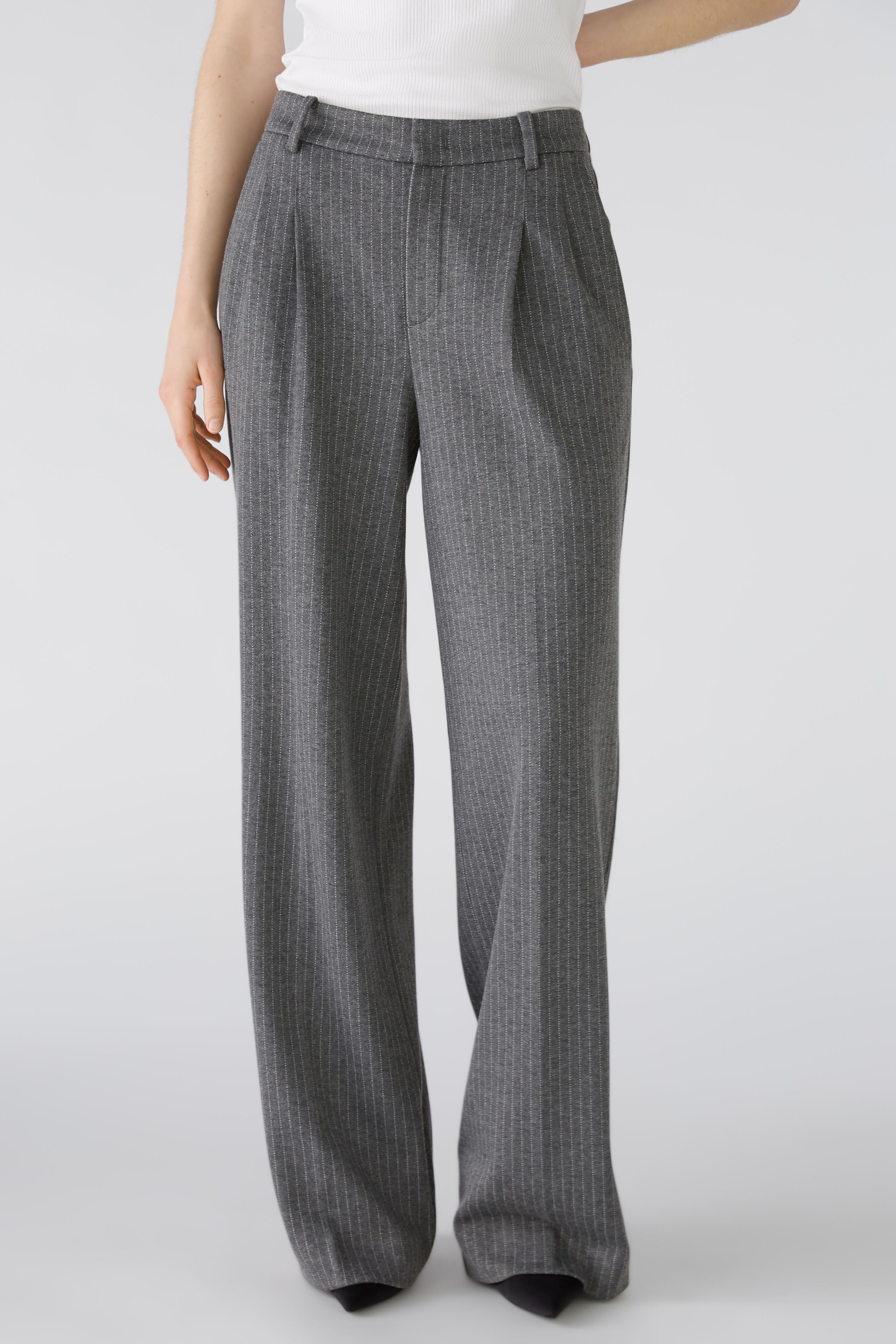 OUI GREY WIDE LEG TROUSERS 88775 224