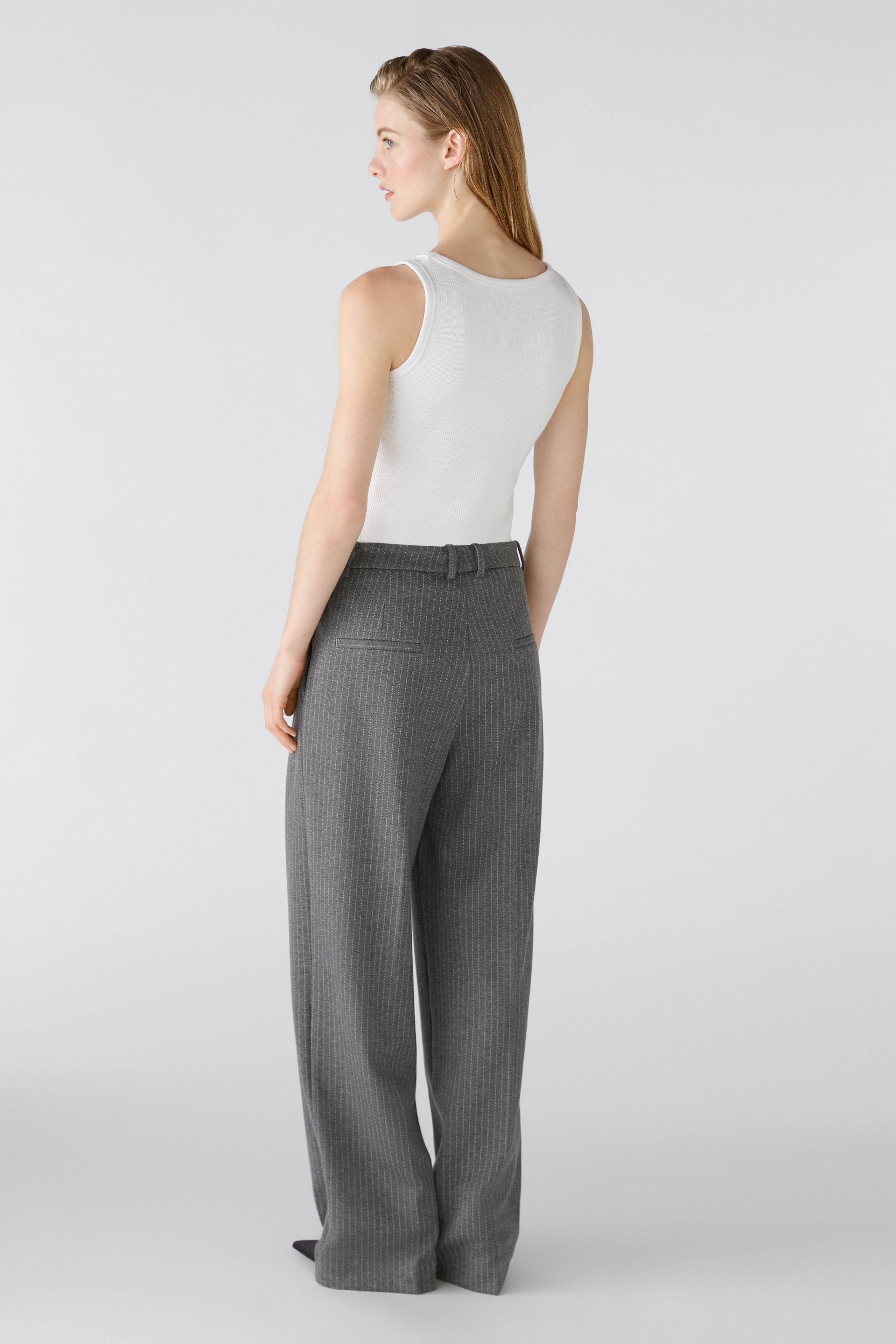 OUI GREY WIDE LEG TROUSERS 88775 224