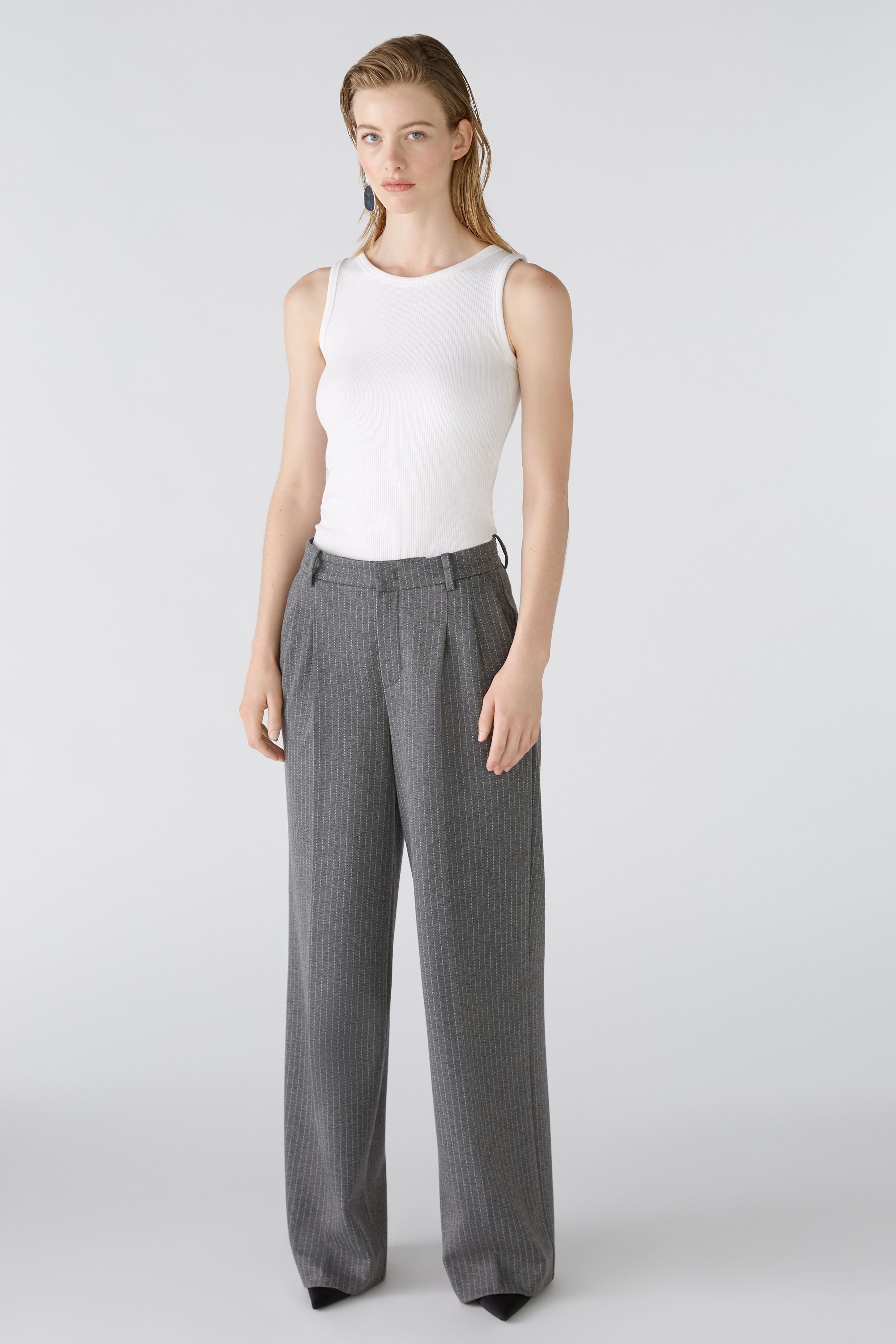 OUI GREY WIDE LEG TROUSERS 88775 224