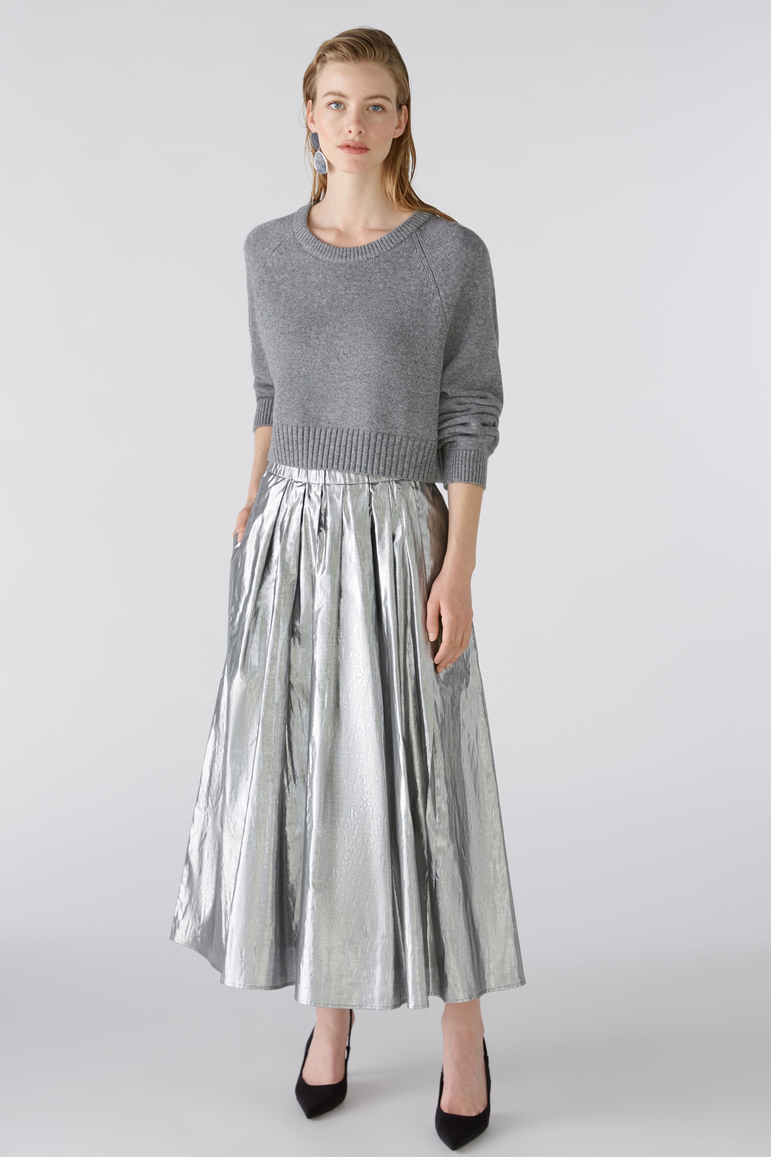 OUI SILVER METALIC SKIRT 88974 224