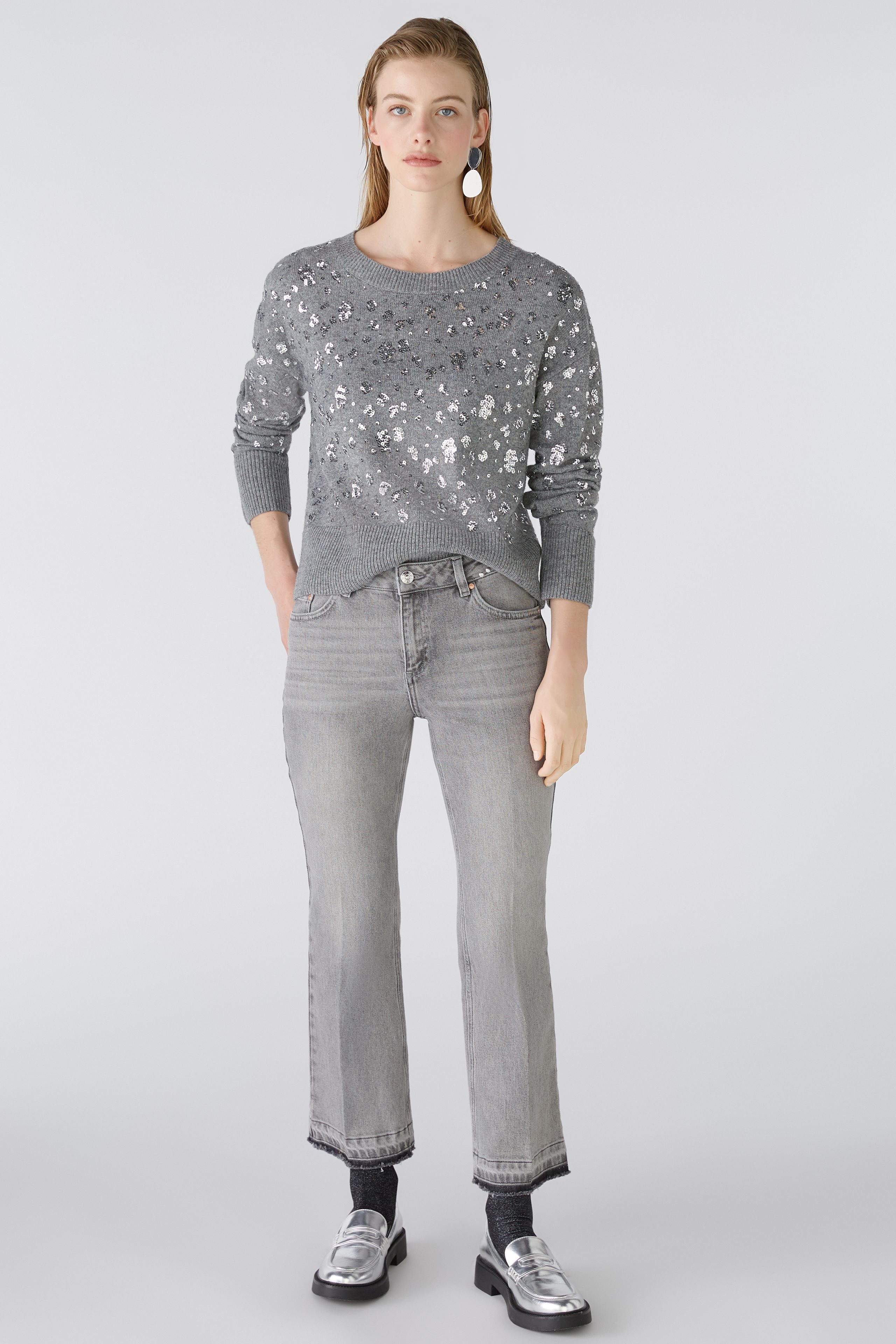 OUI GREY SEQUIN JUMPER 89197 224