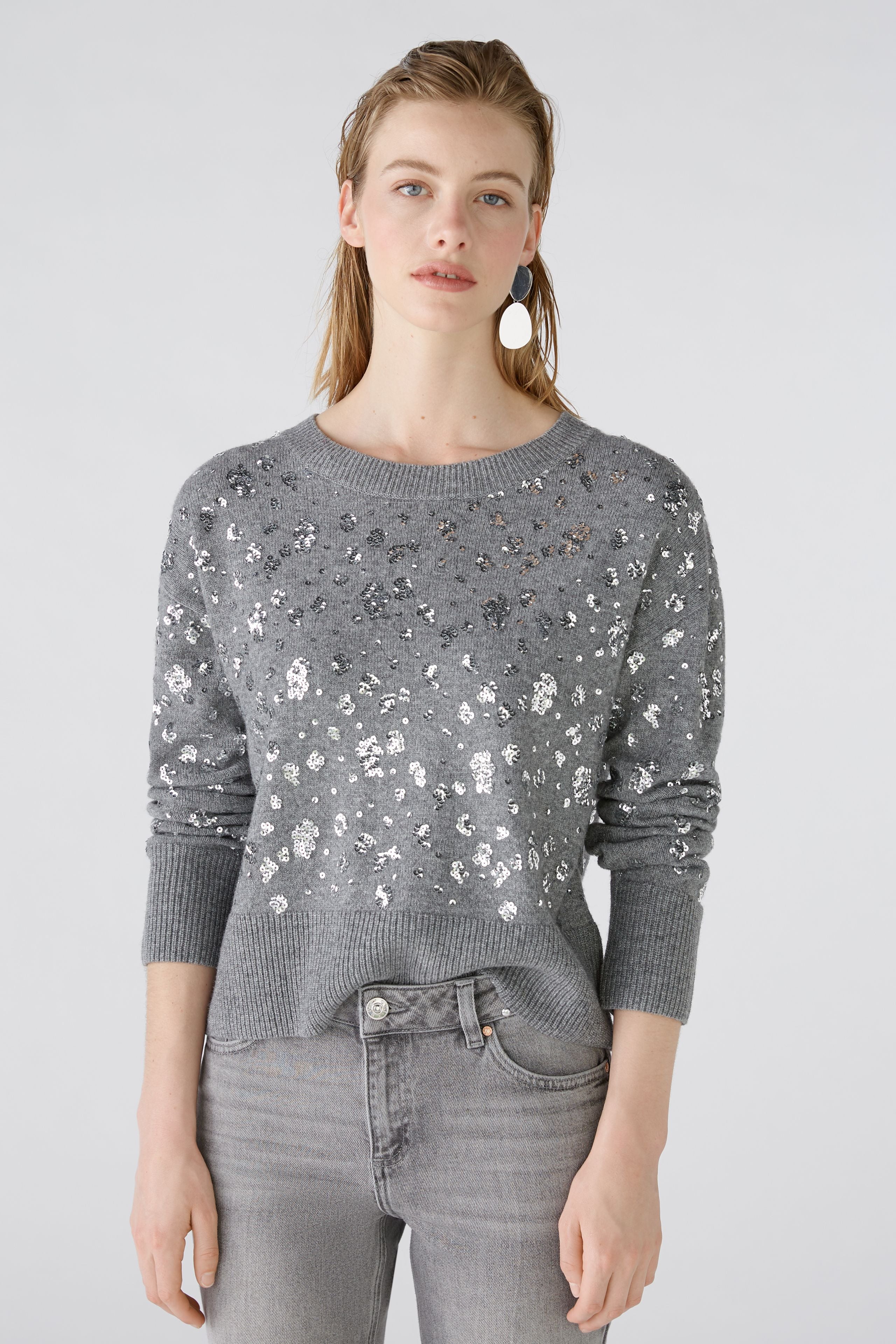 OUI GREY SEQUIN JUMPER 89197 224