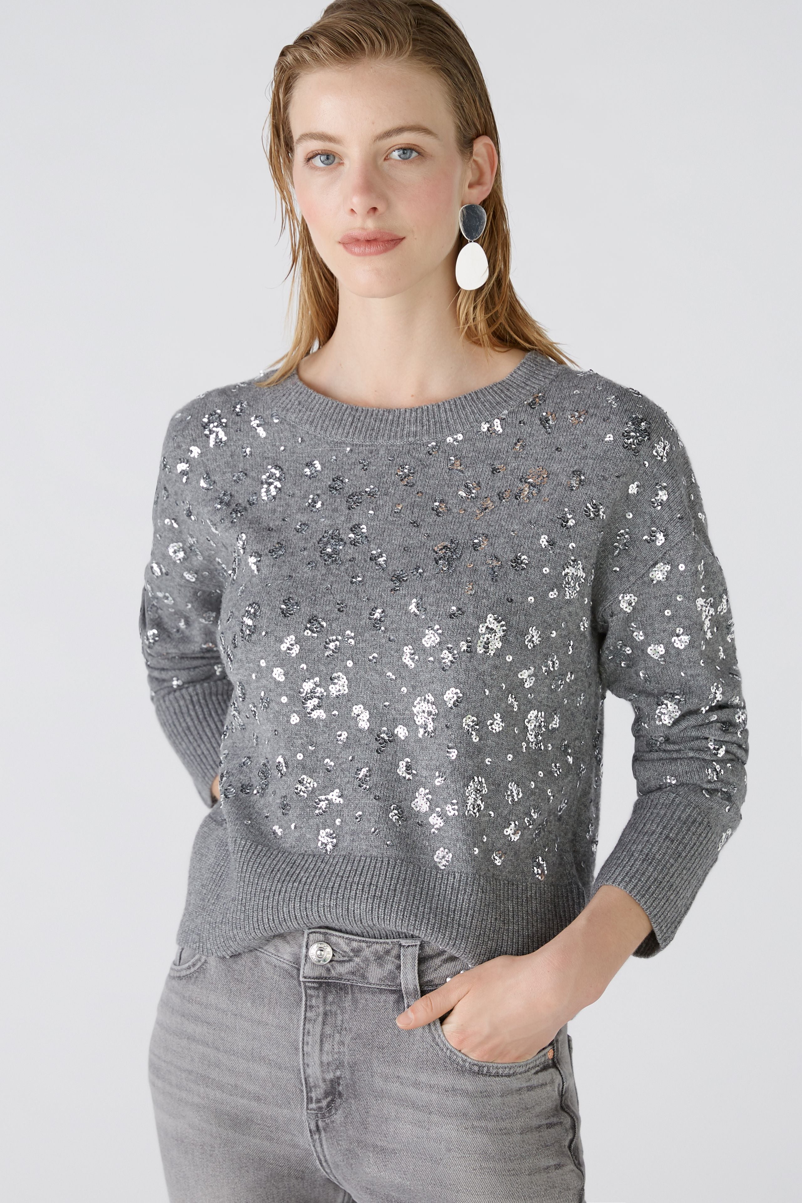 OUI GREY SEQUIN JUMPER 89197 224