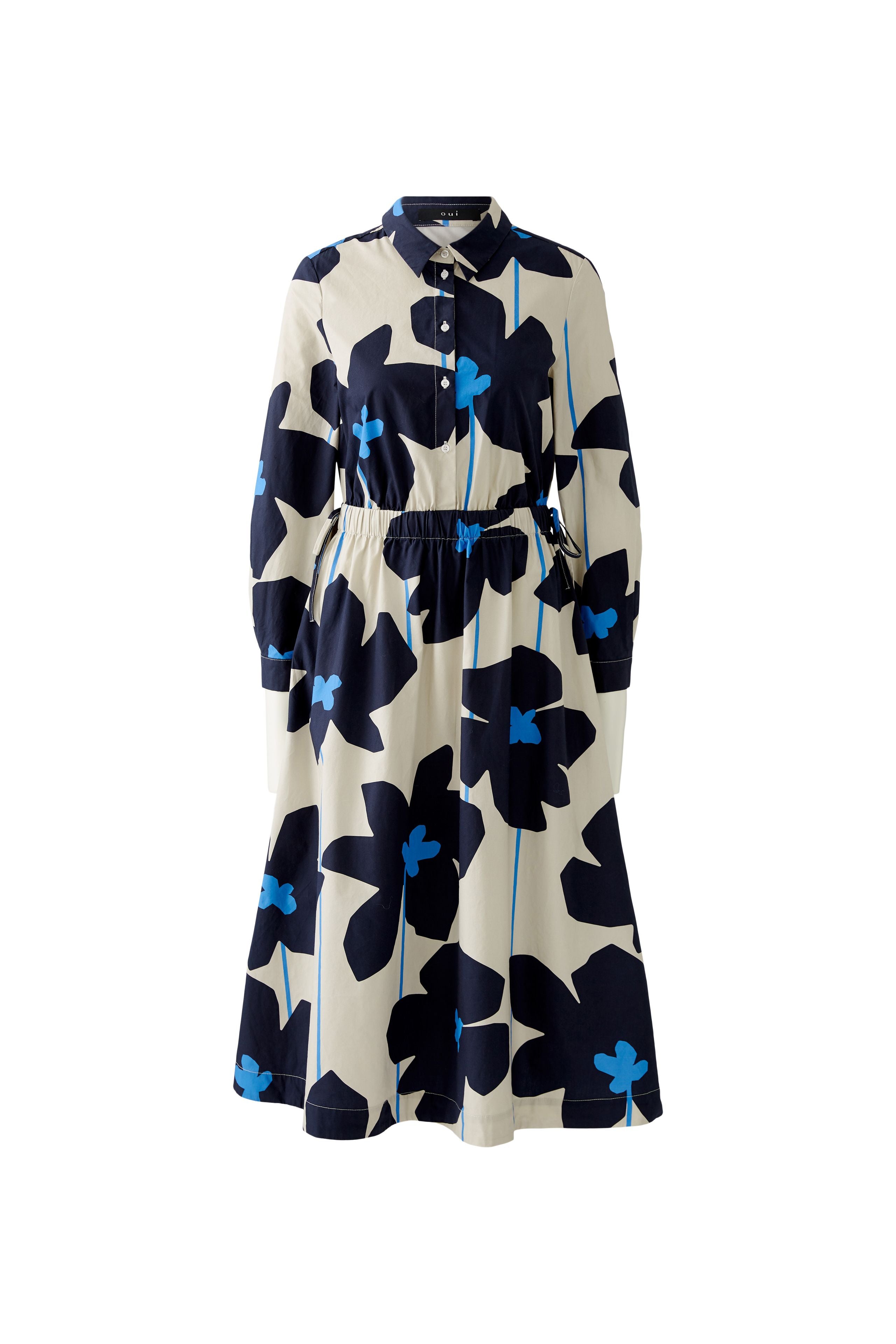 OUI NAVY PRINT FLORAL COTTON DRESS 91805 125