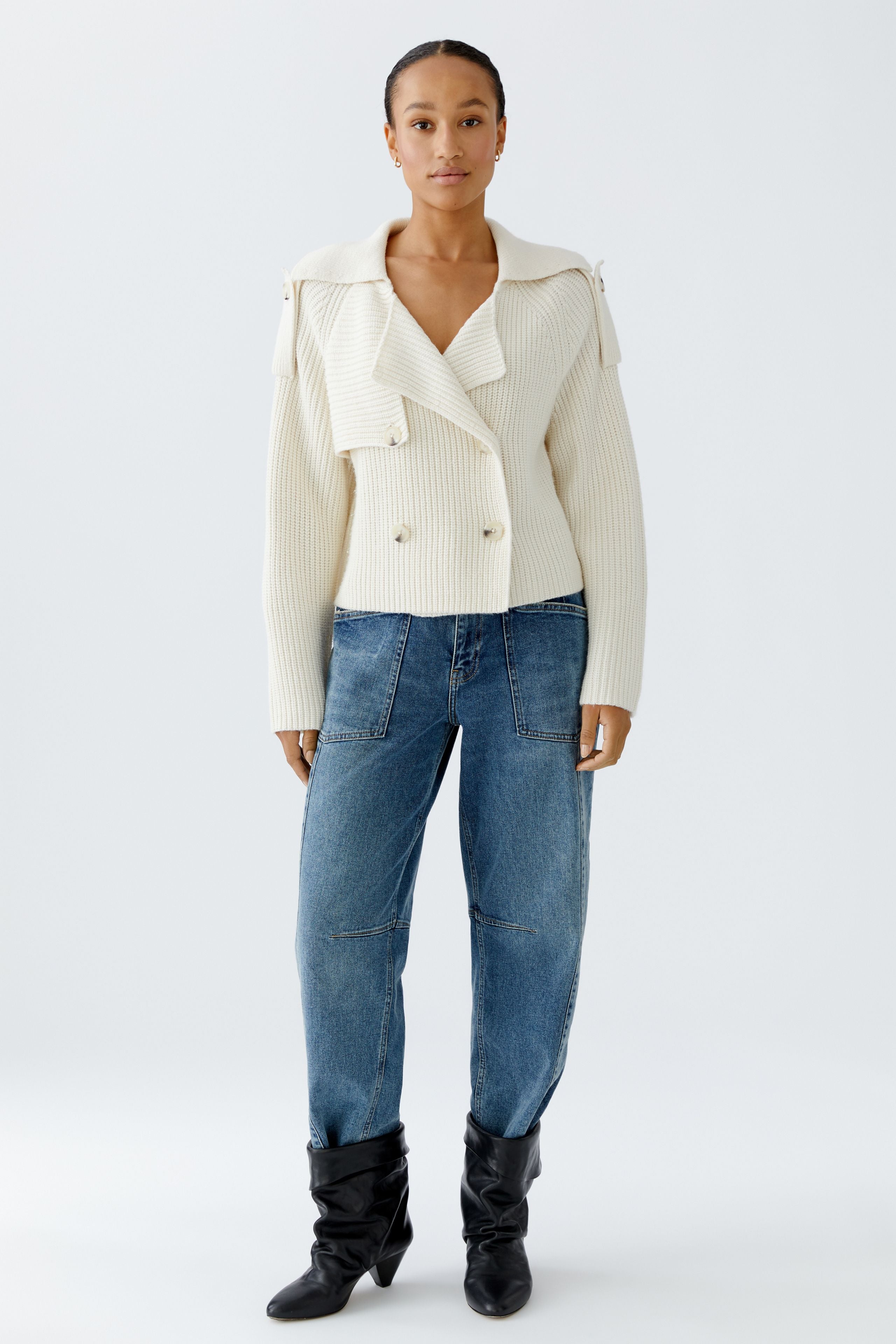 OUI CREAM KNIT CARDI 94310 225