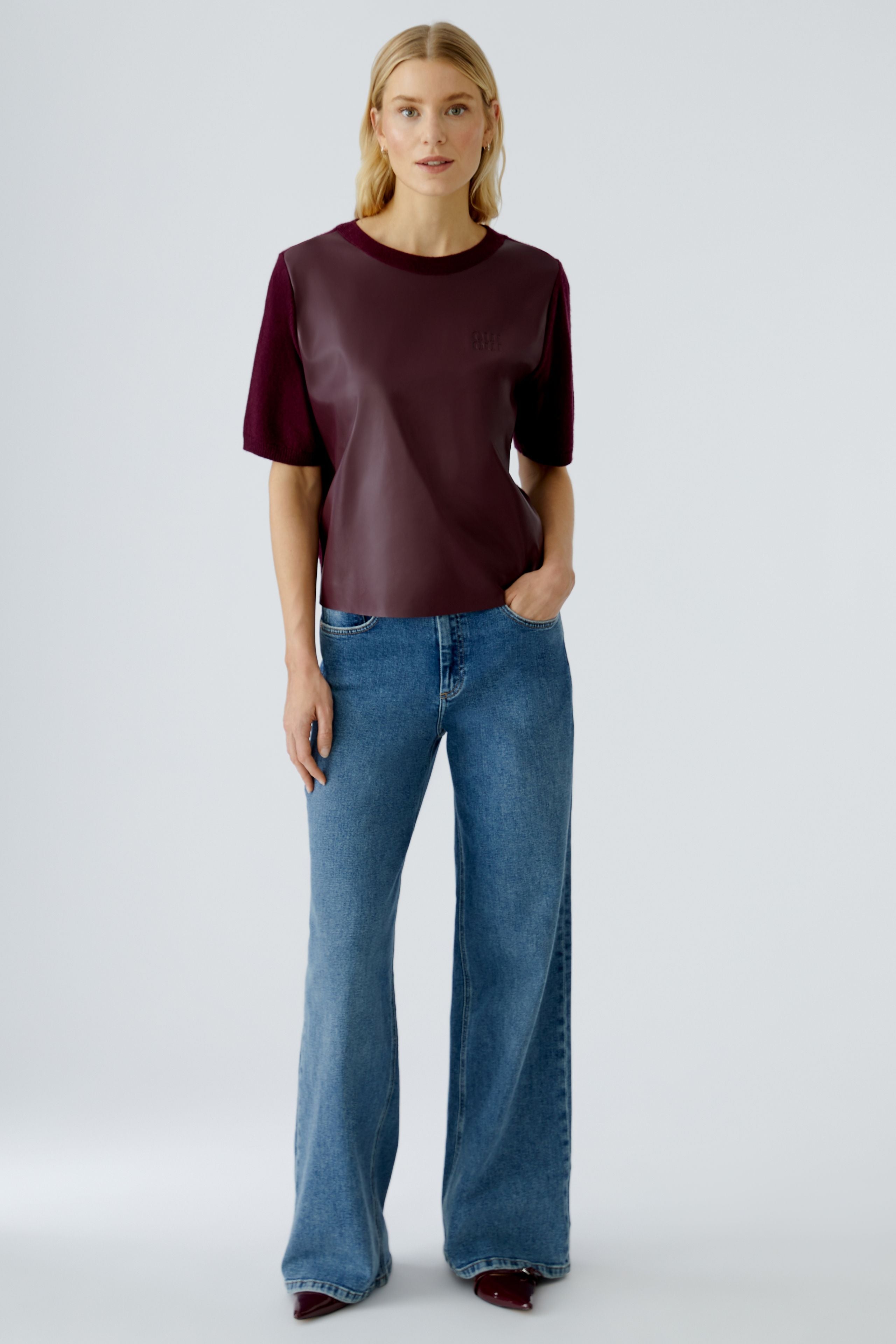 OUI BERRY PLEATHER TOP 94602 225