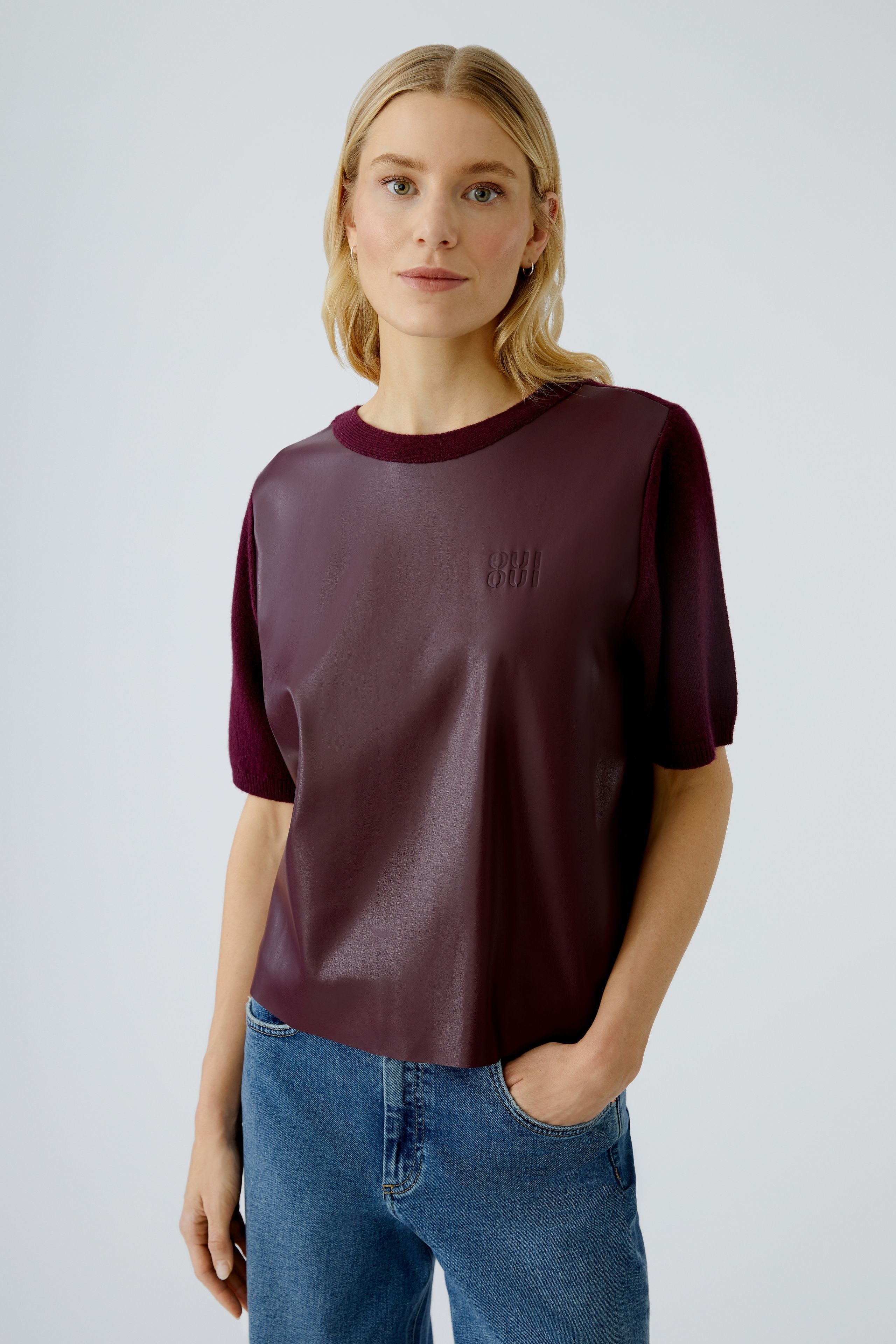 OUI BERRY PLEATHER TOP 94602 225