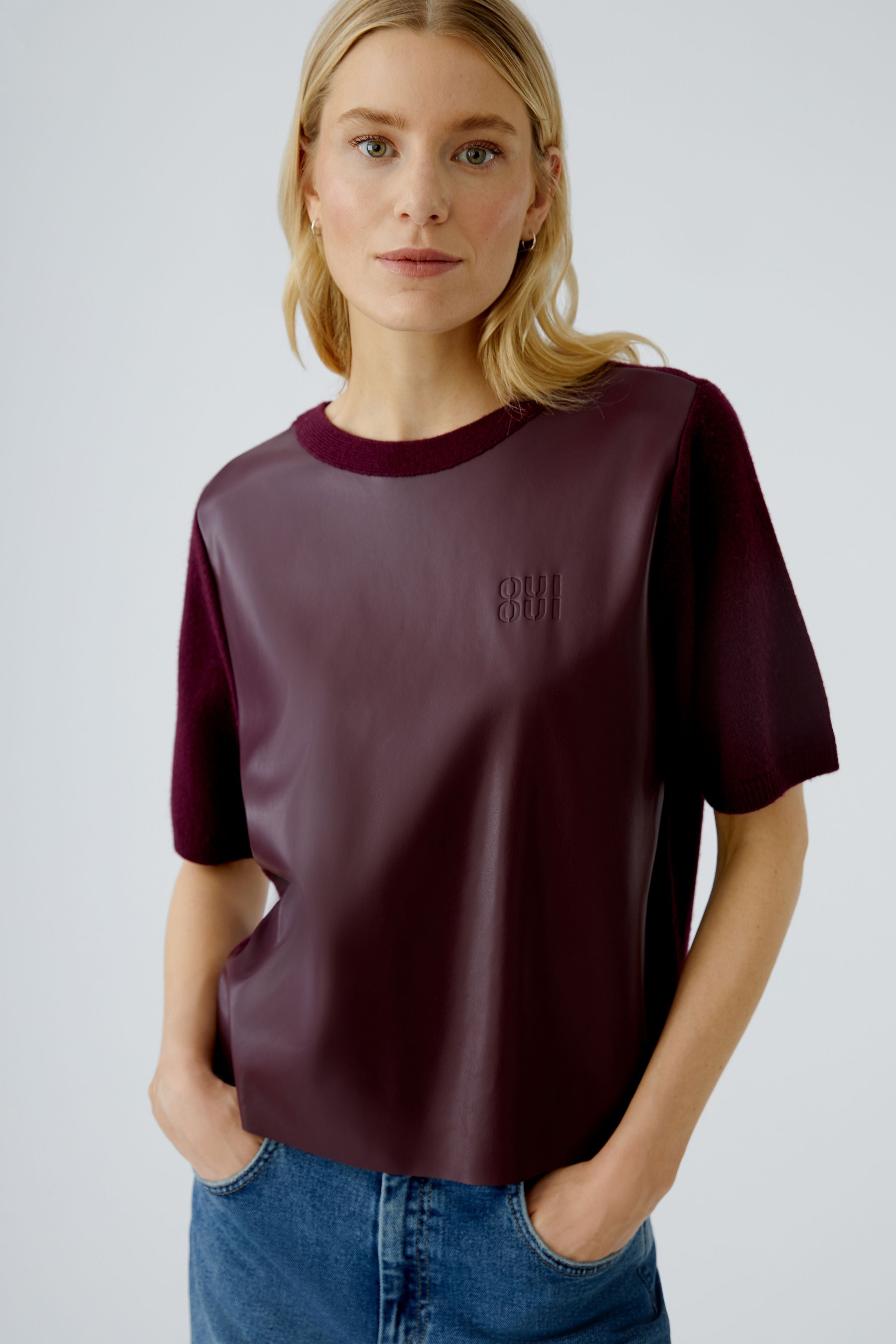 OUI BERRY PLEATHER TOP 94602 225
