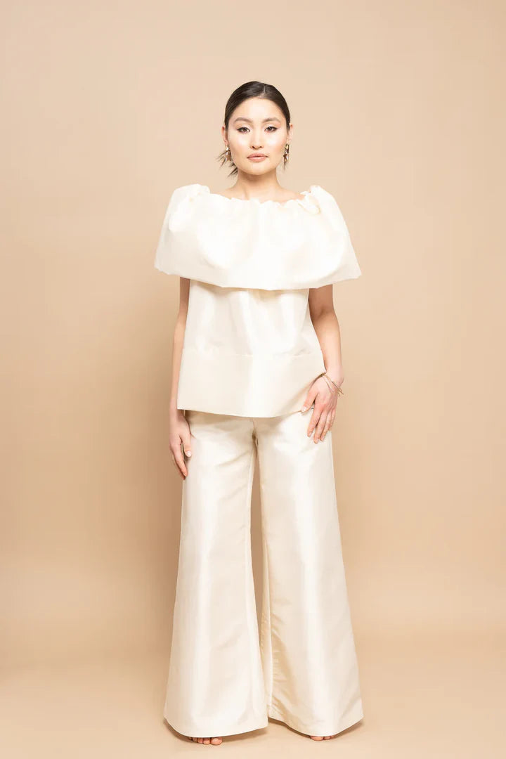 ROISIN LINNANE CAZ ECRU WIDE LEG TROUSERS 125