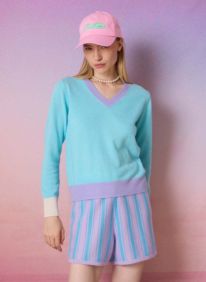 ABSOLUTE V NECK CONTRAST TRIM KNIT ISLA 126