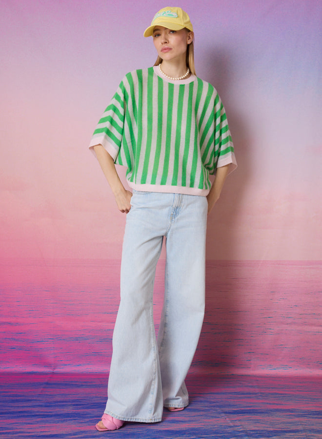 ABSOLUTE GREEN STRIPE KNIT NETTIE 126