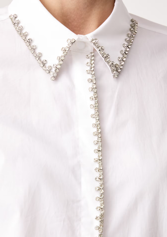 IBLUES WHITE RHINESTONETRIM BLOUSE IBLARMONIOSO 226