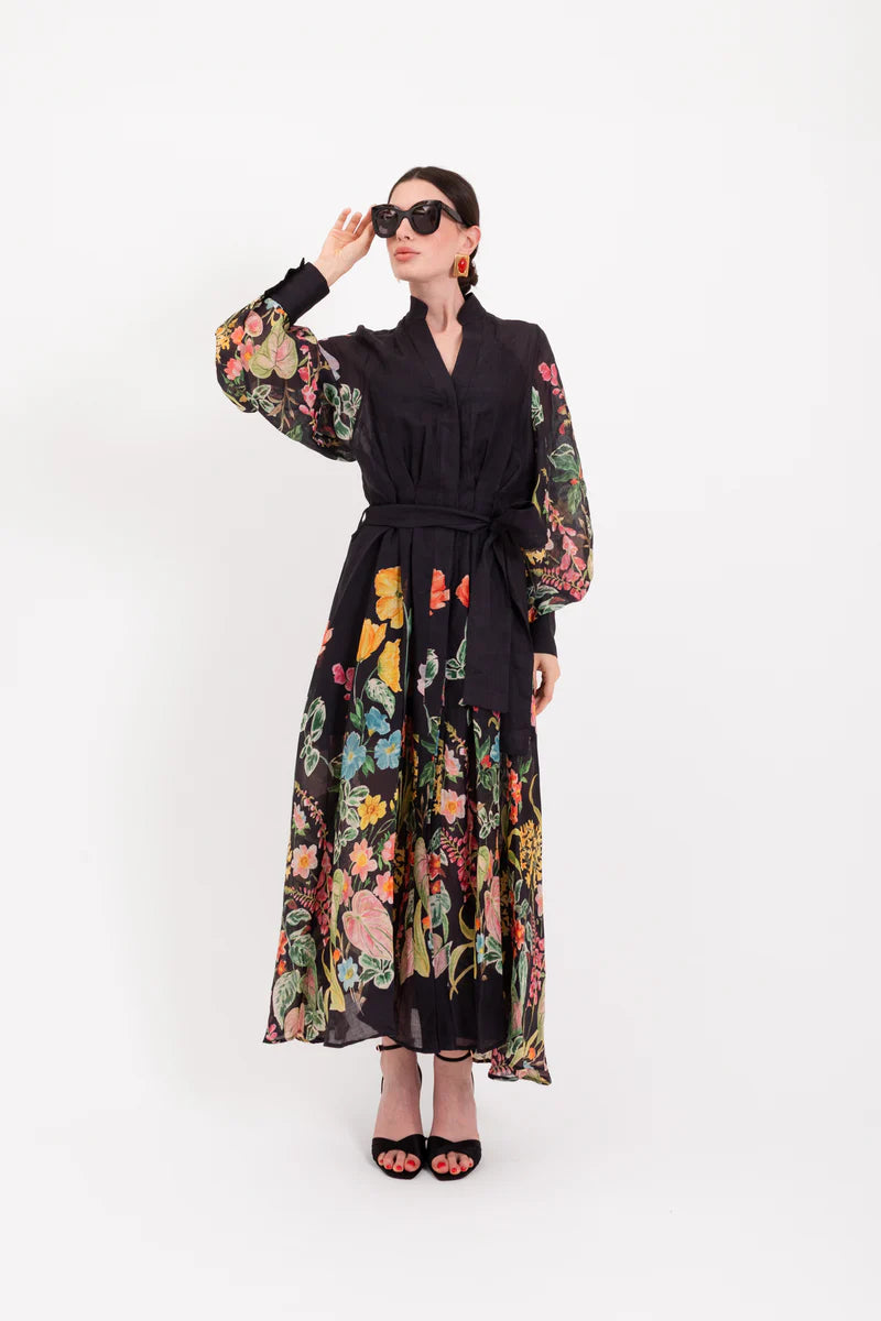 LAVI BLACK LONG FLORAL DRESS ARTEMISIA B57WD031 126