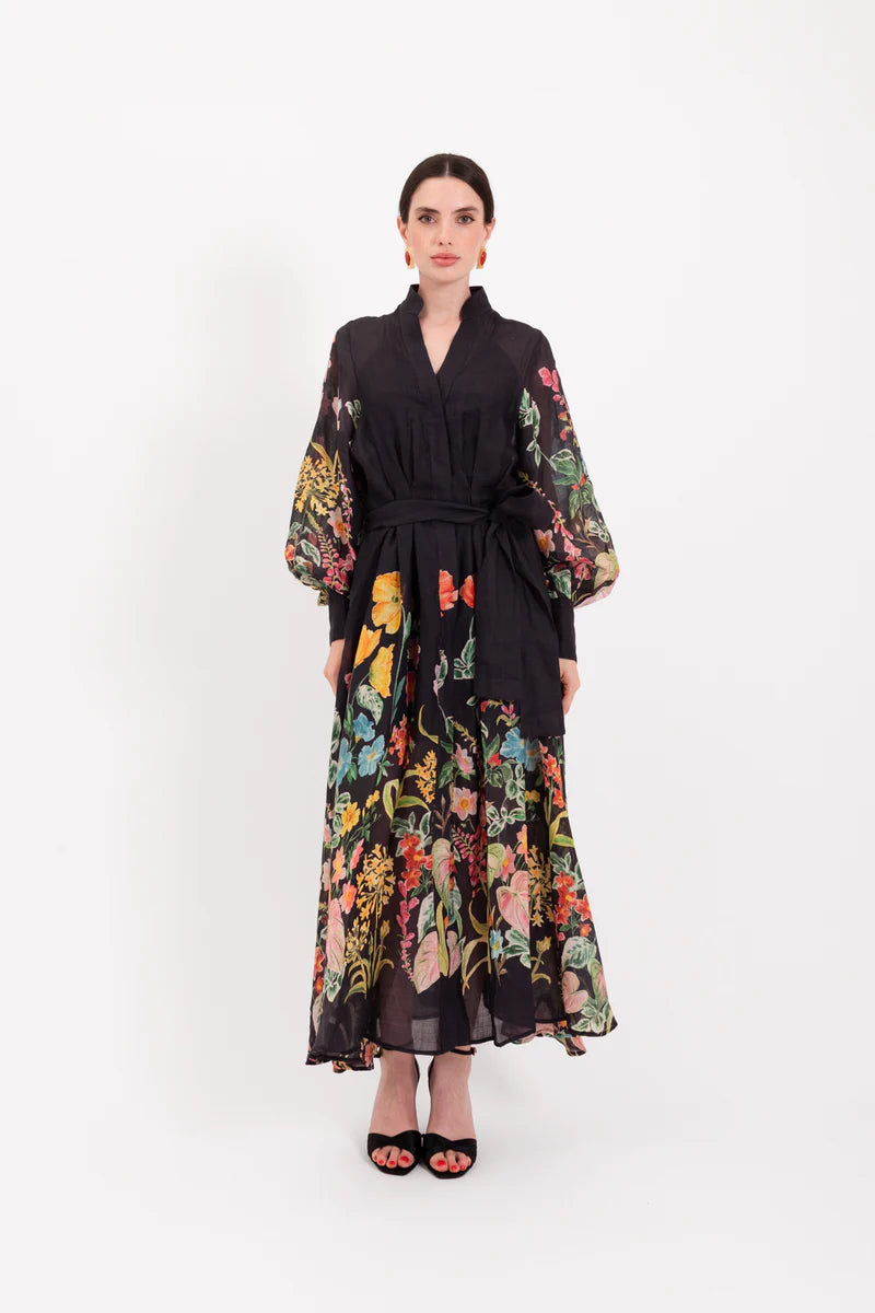 LAVI BLACK LONG FLORAL DRESS ARTEMISIA B57WD031 126