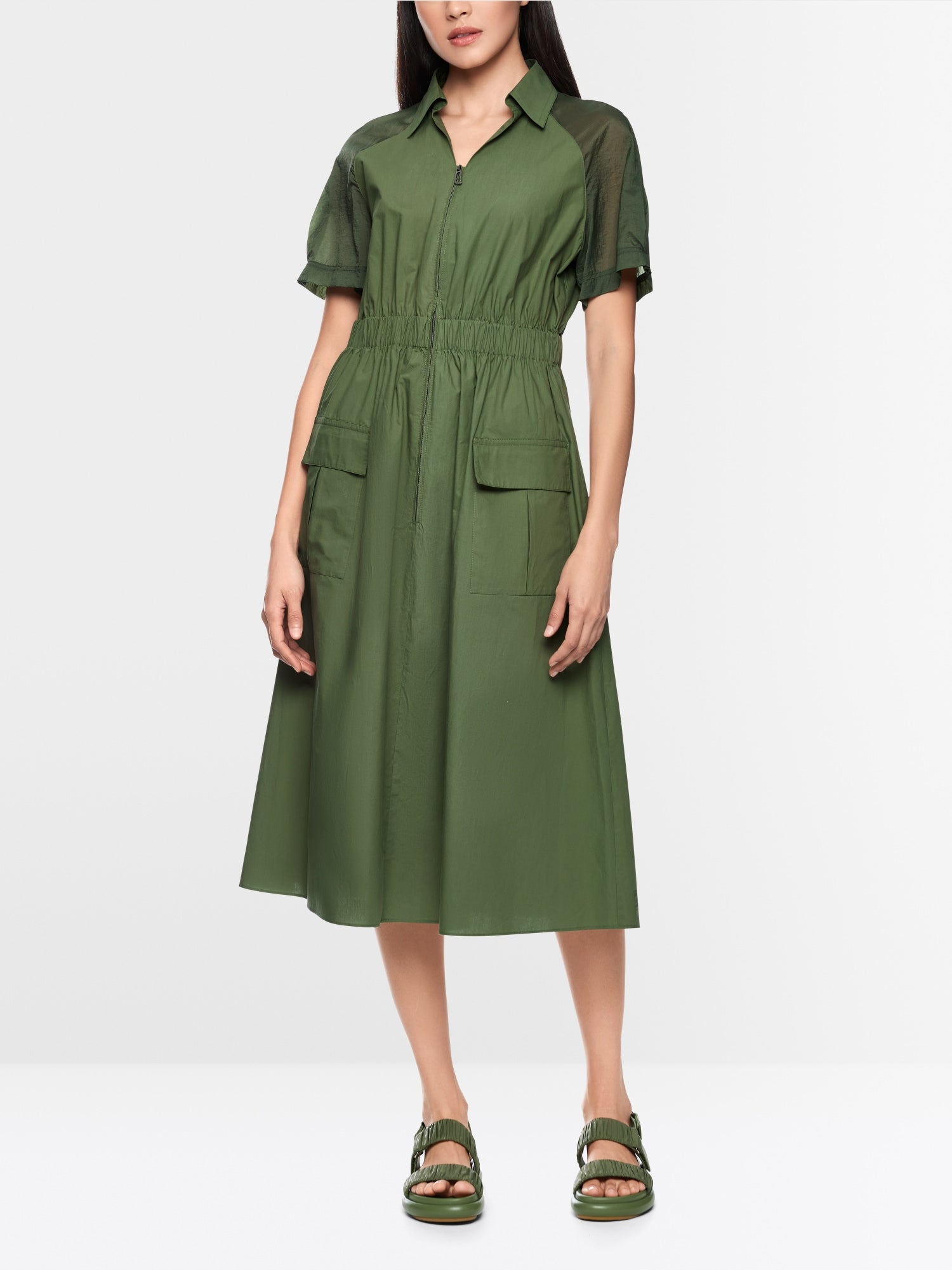 MARCCAIN KHAKI ZIP UP SHIRT DRESS AS2131W35 126