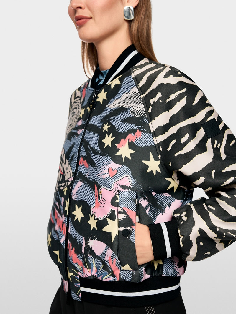MARCCAIN BLACK CARTOON PRINT BOMBER JACKET AS3113W23 126