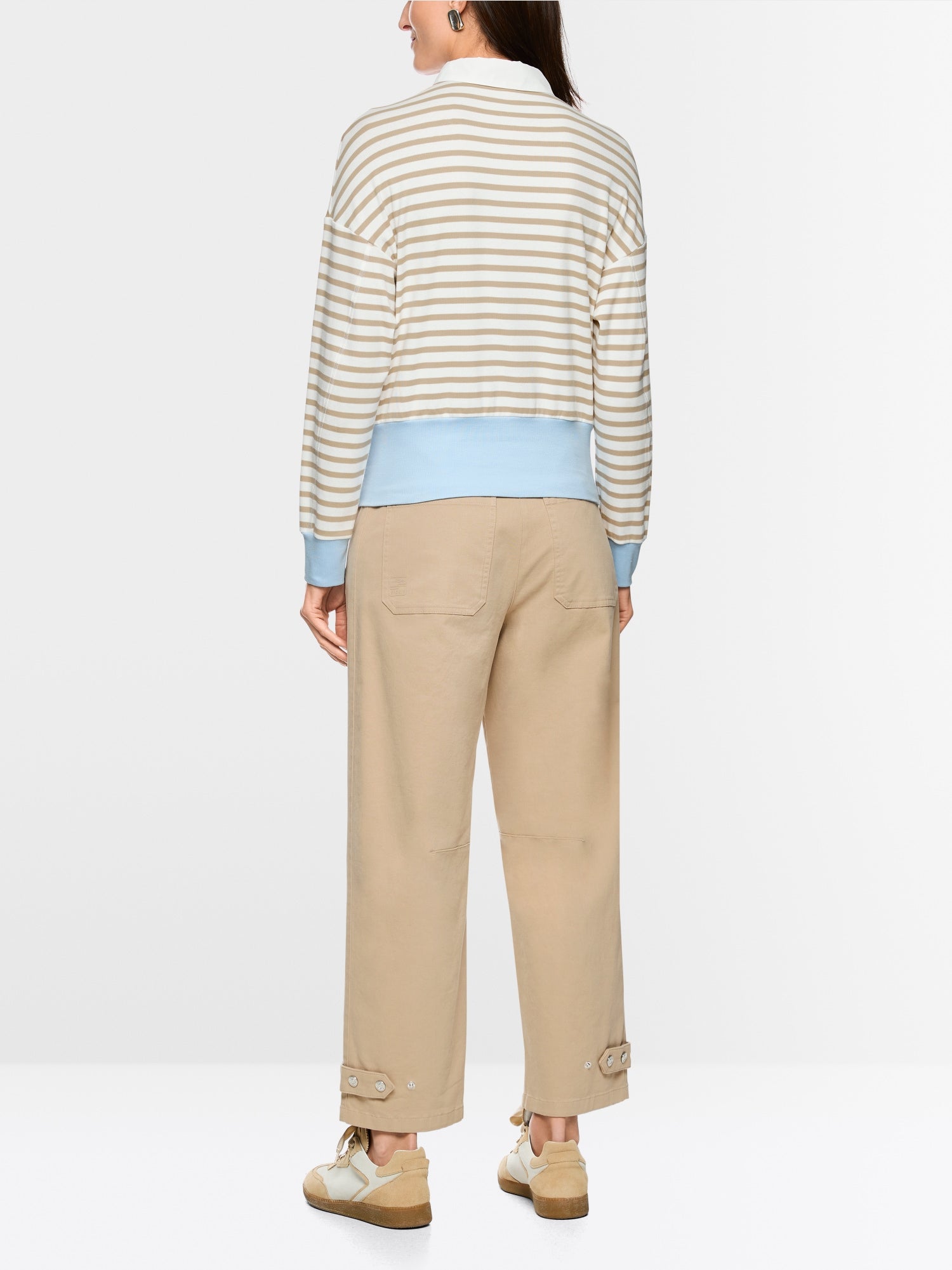 MARCCAIN BEIGE STRIPE POLO TOP AS5311J90 126
