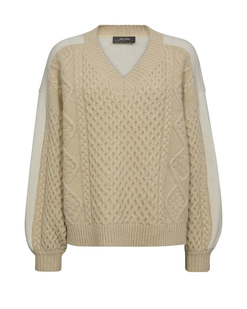 MOS MOSH BLUE MMBETH OTTILI V-NECK KNIT 173270 225